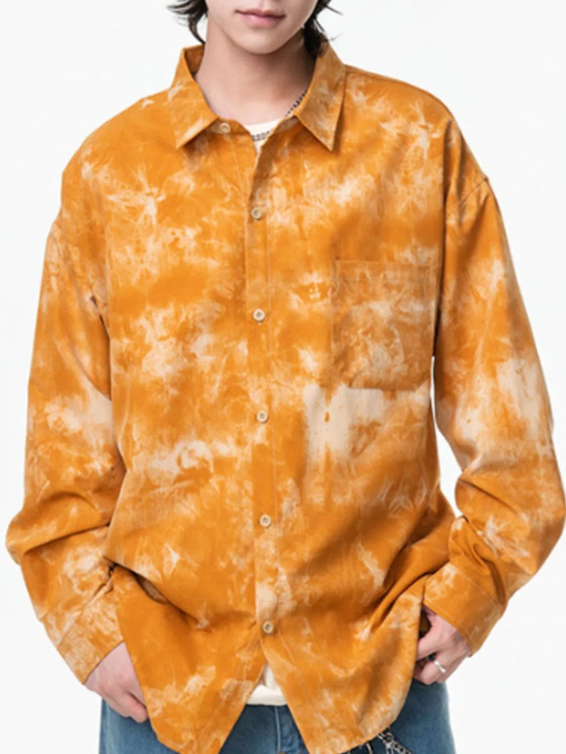 Men's Plus Size Tie-Dye Button-Up Shirt