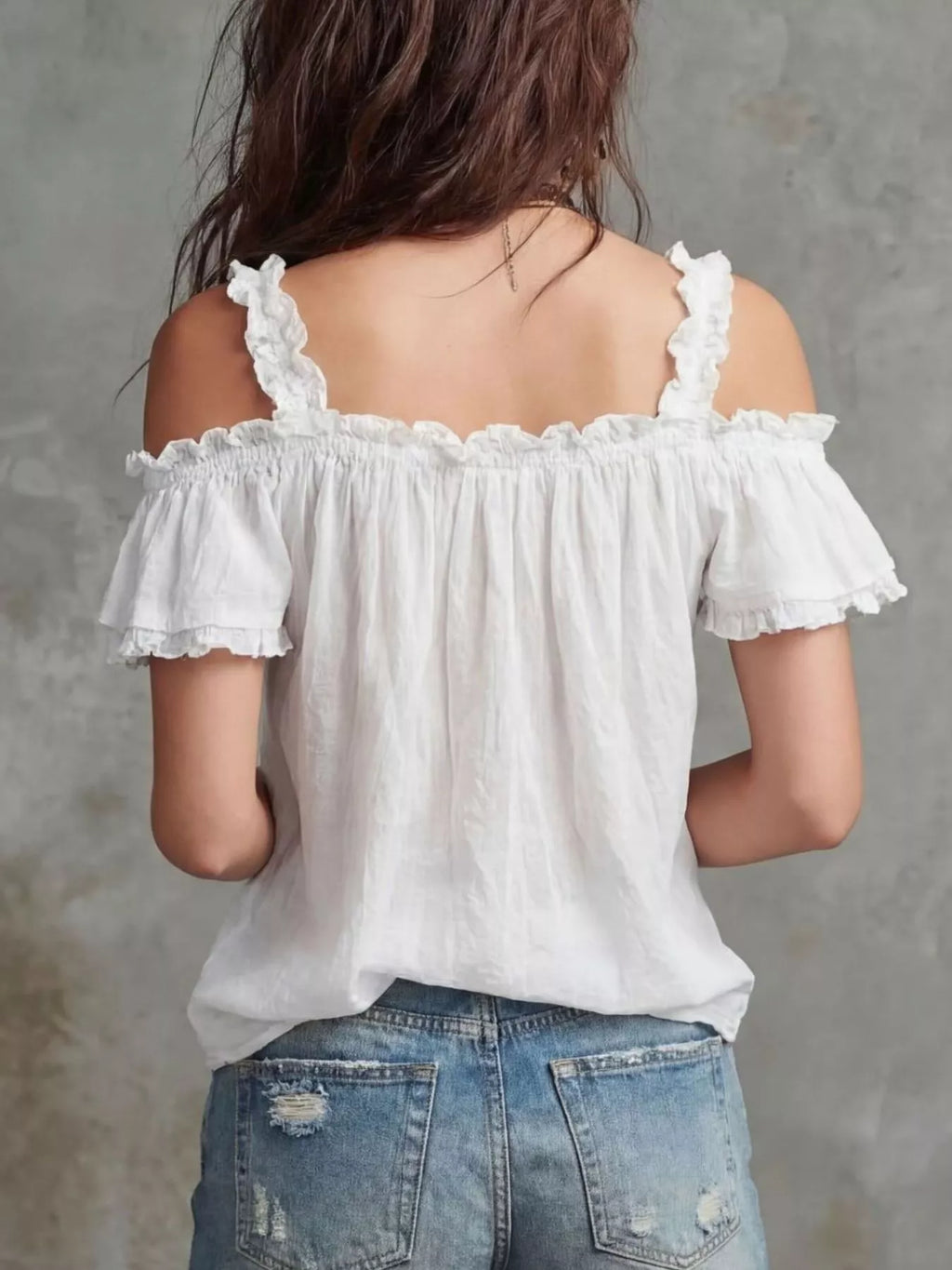 Frill Cold Shoulder Blouse