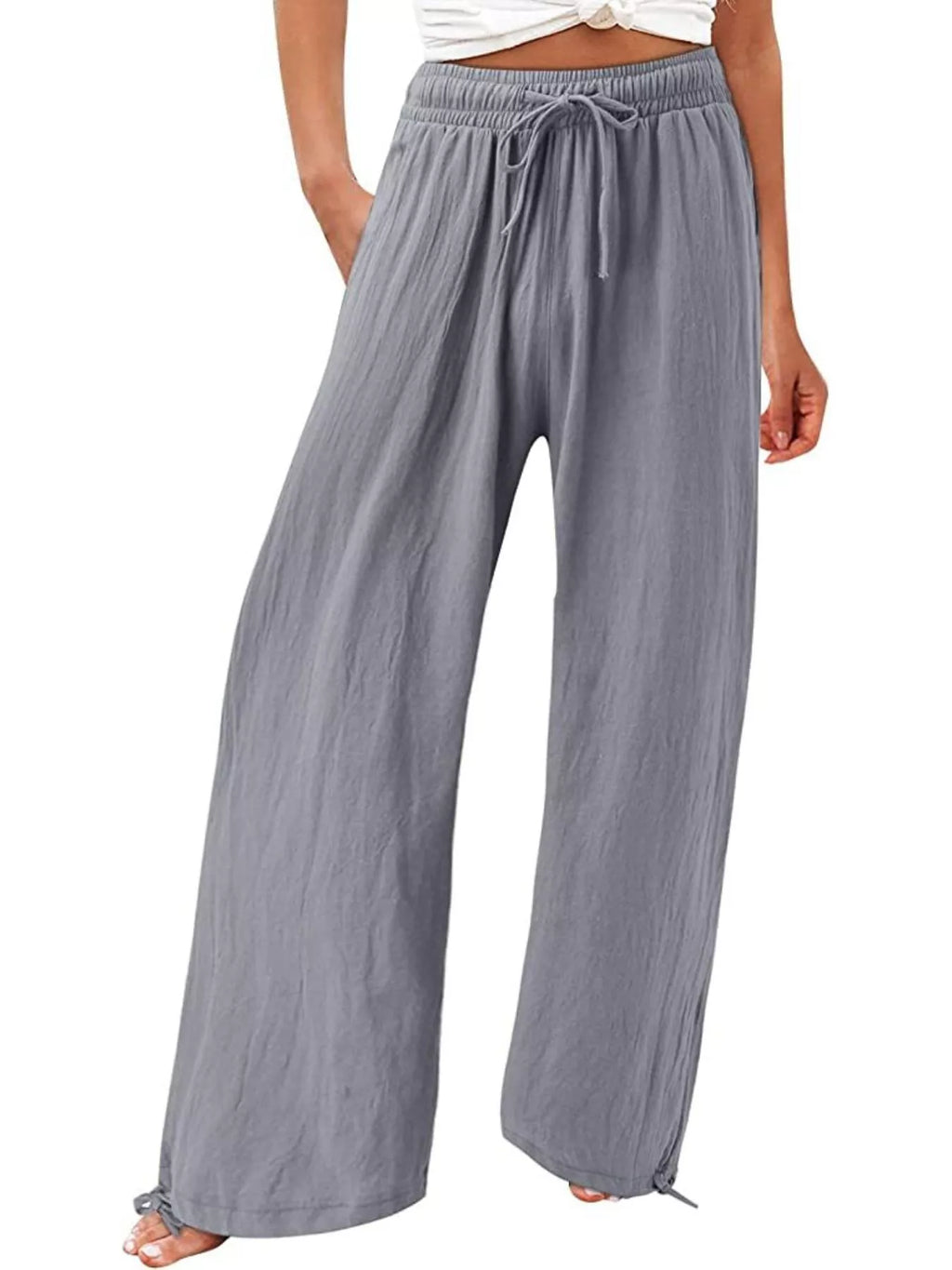 Full Size Wide Leg Pants with Drawstring Waist Plus Size
