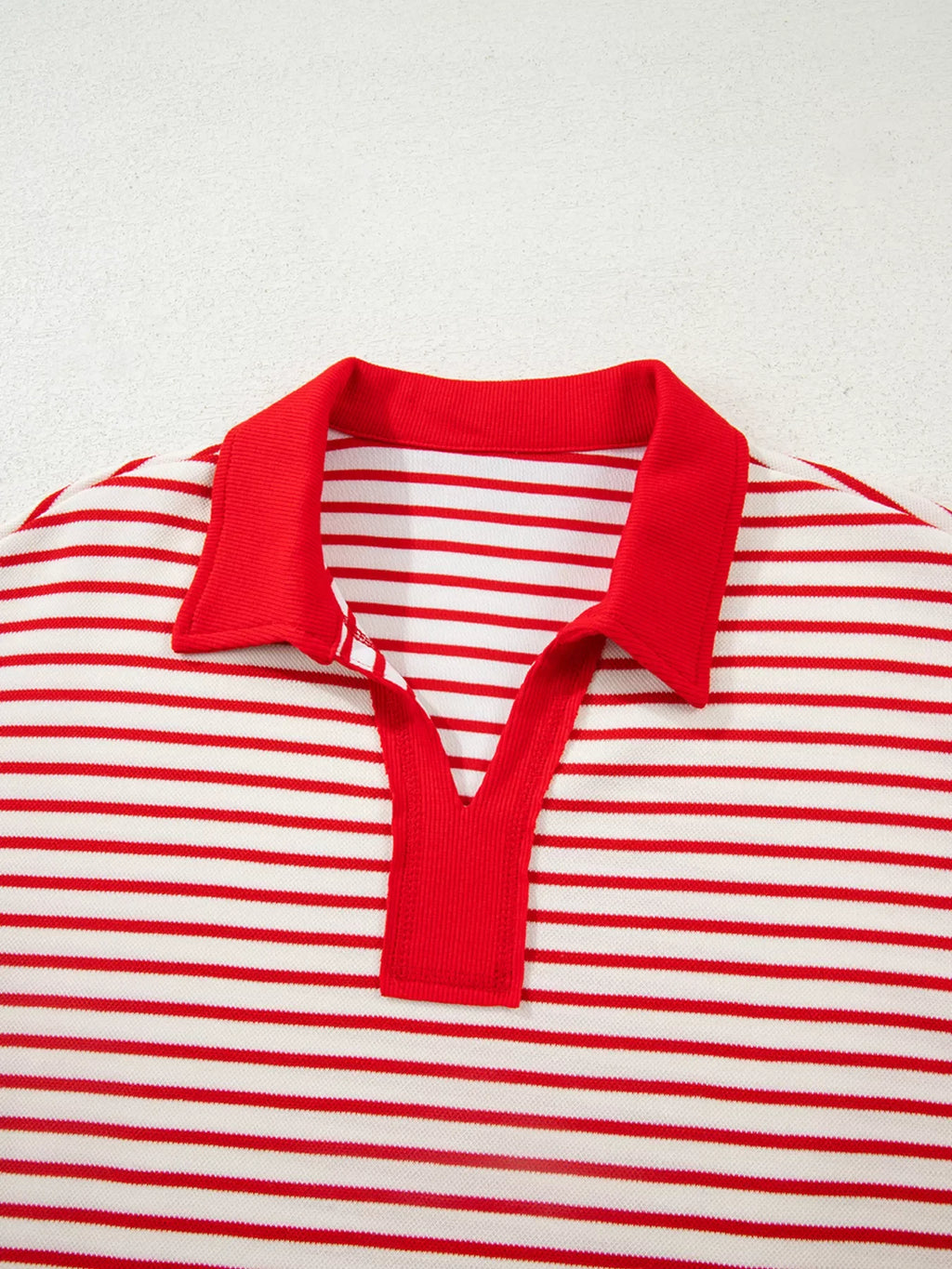 Stripe Collared V Neck Drop Shoulder Pullover and Skort 2pcs Outfit