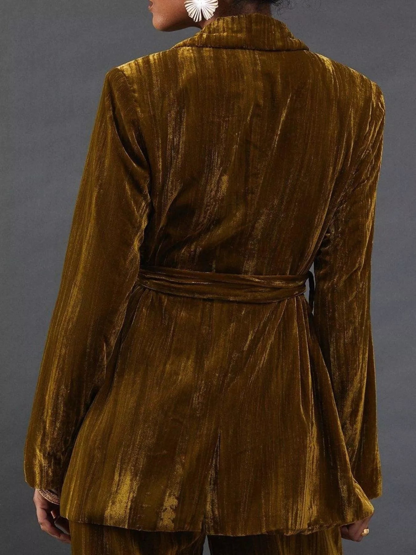 Velvet Lapel Collar Blazer & Pants Set