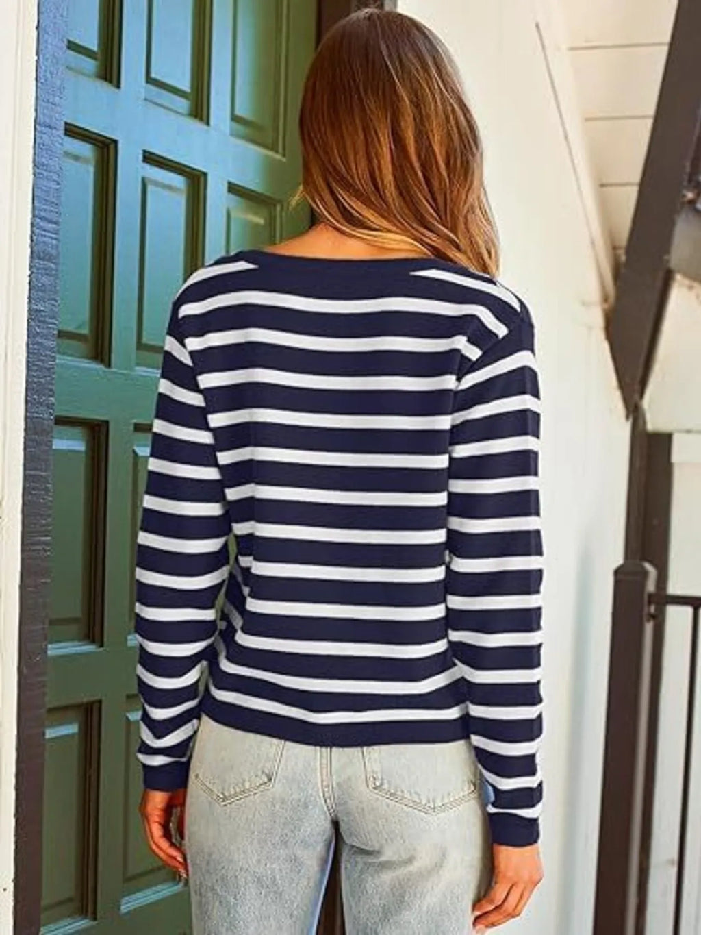 Striped Button-Up Cardigan