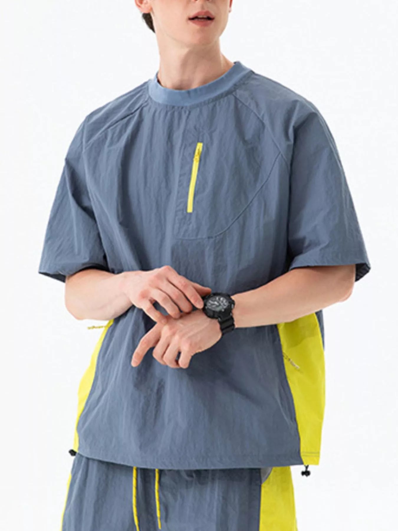 Men's Contrast Round Neck Short Sleeve T-Shirt