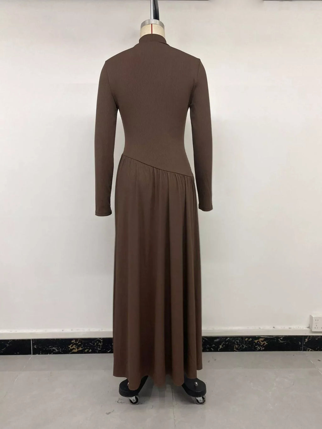 Mock Neck Long Sleeve Midi Dress