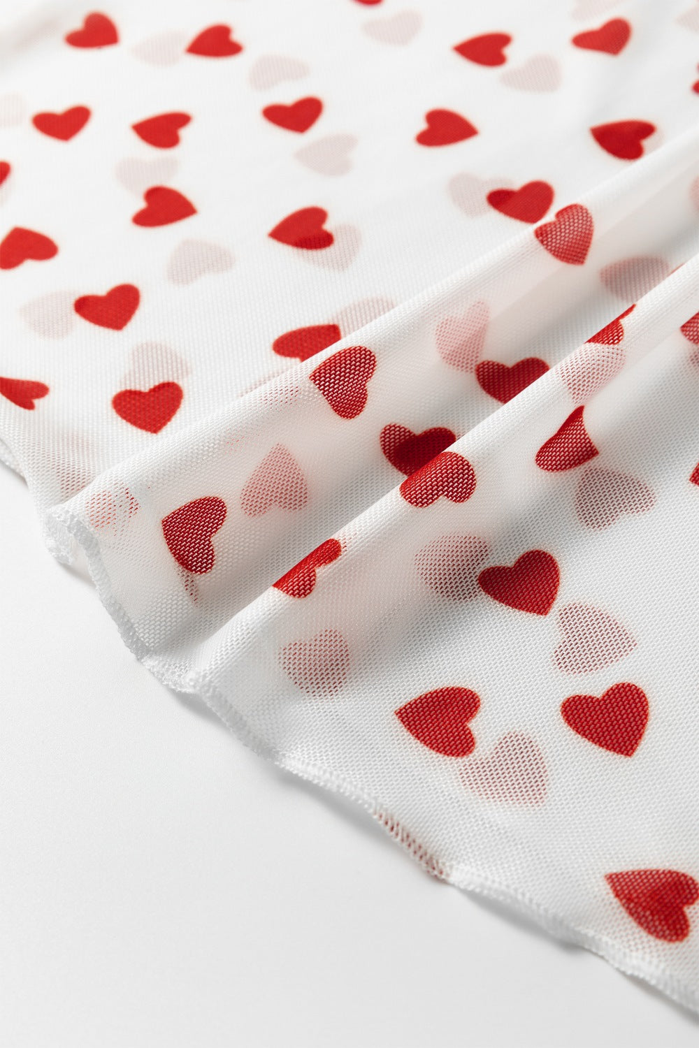 Sheer Heart Print Fitted Top