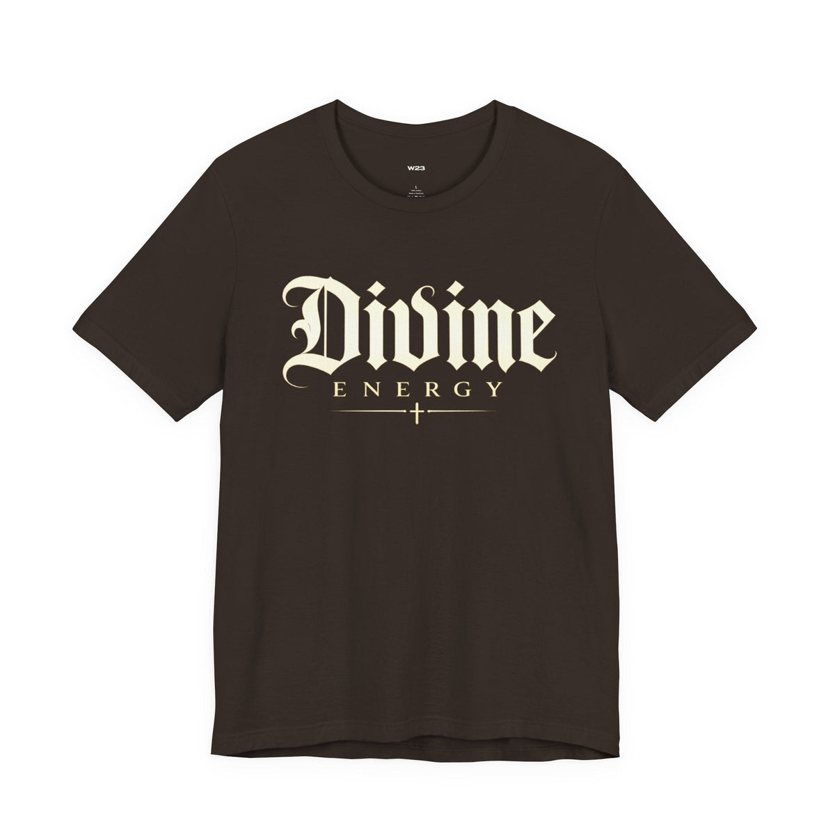 Divine Energy Tee — Gothic Script Faith Graphic | Wear Your Worship