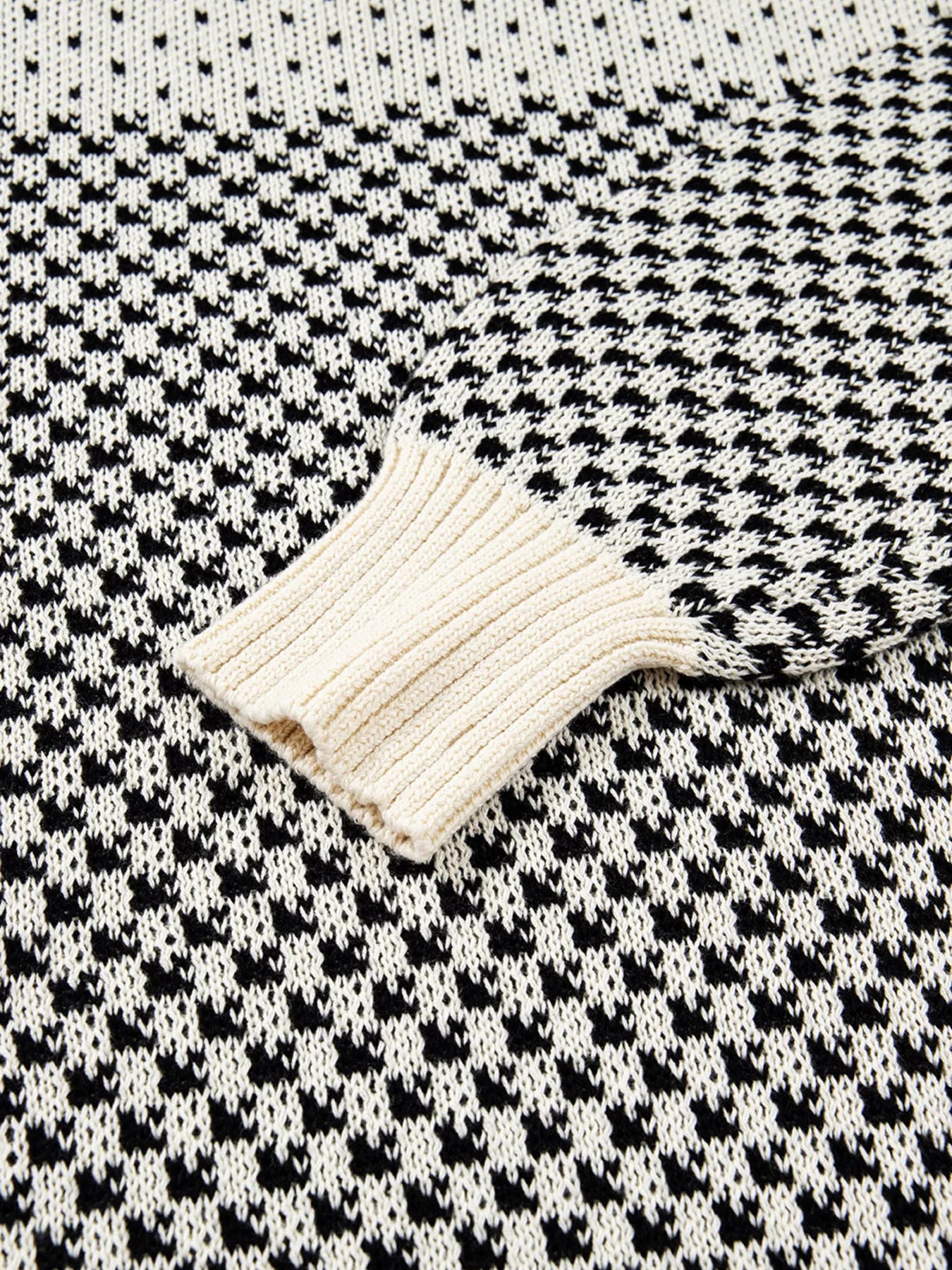 Contrast Color Pattern Lantern Sleeve Sweater