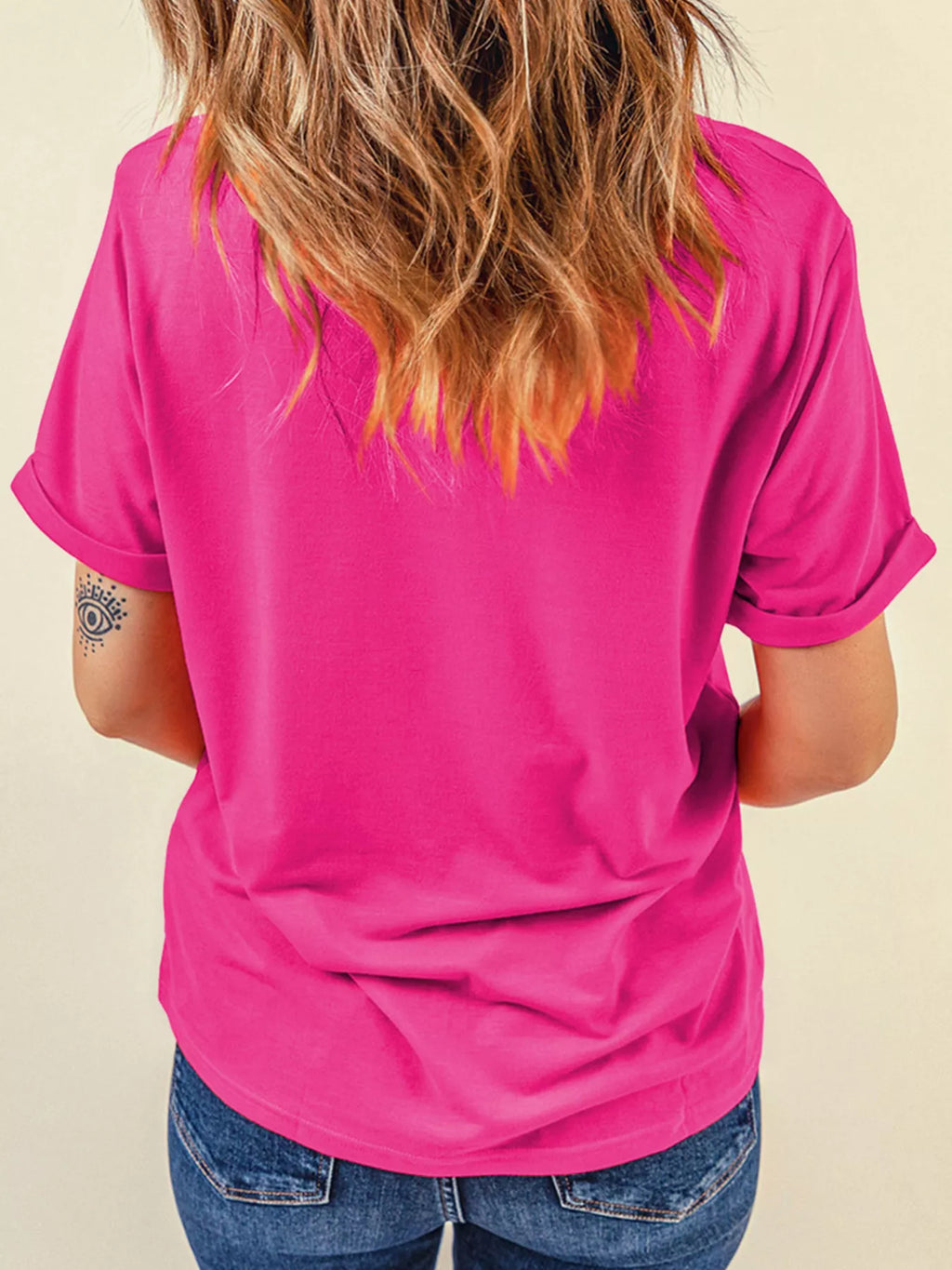 Rhinestone Heart Graphic Crew Neck Valentines Tee
