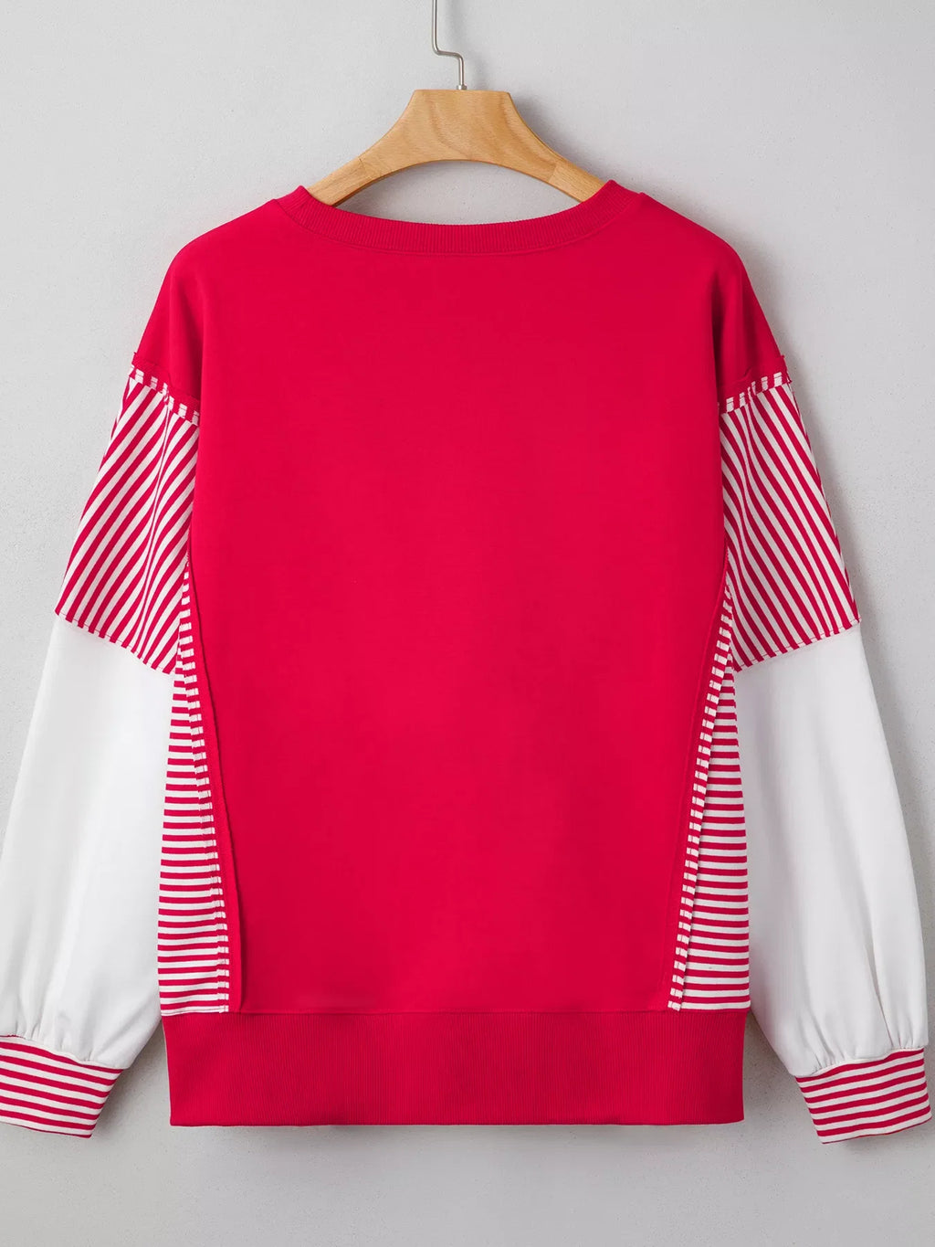 Striped Patchwork Sleeve Colorblock Sweatshirt
