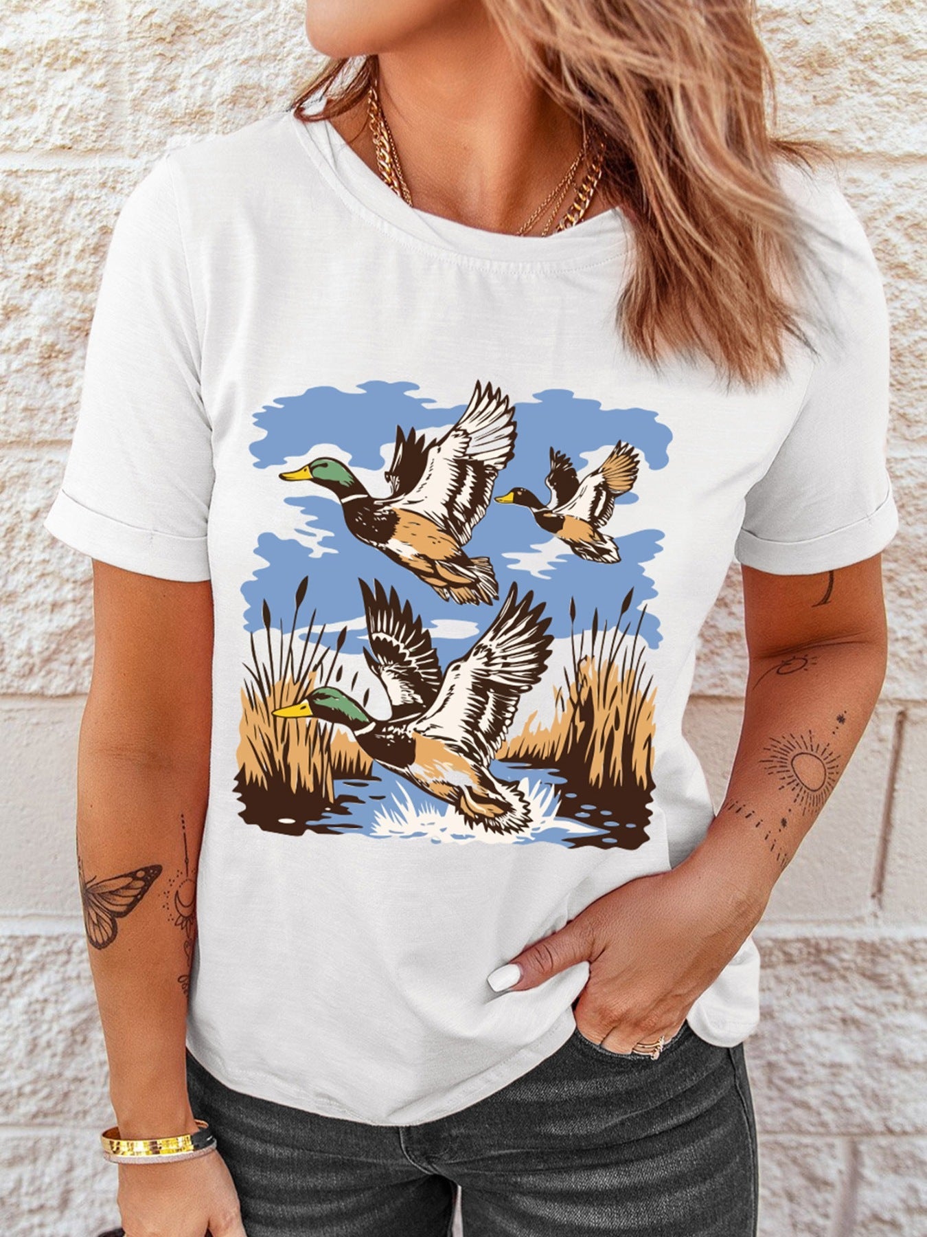 Wild Duck Graphic Round Neck Tee