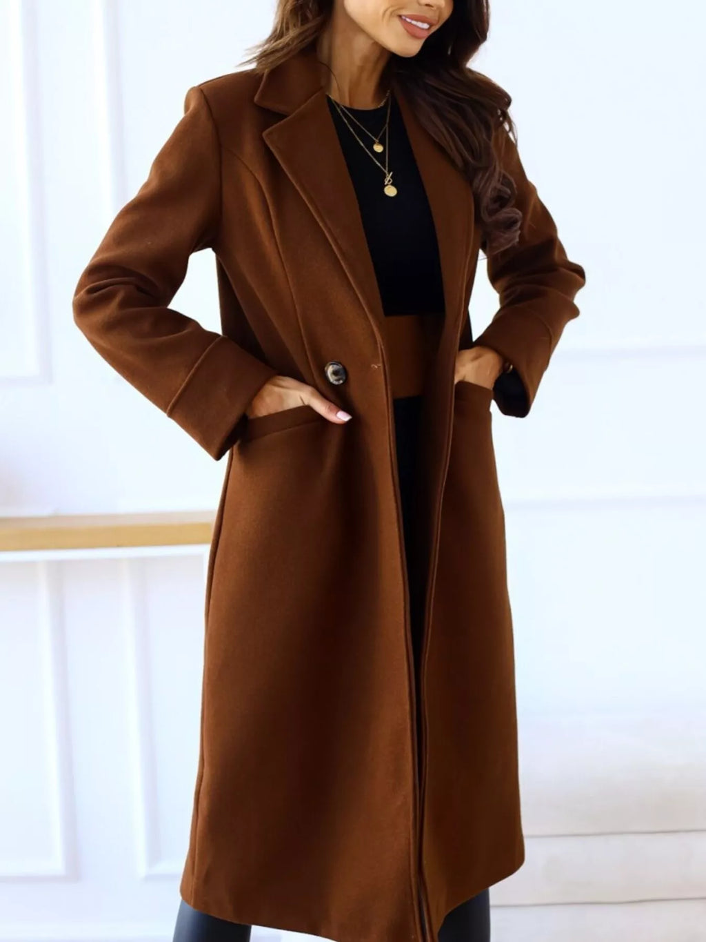Lapel Collar Wool Blend Overcoat