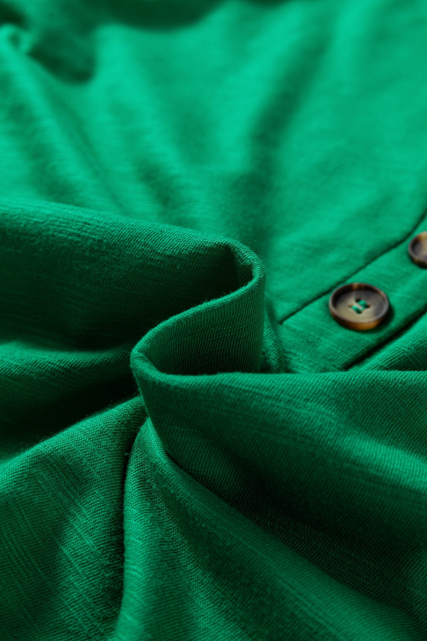 Solid V-Neck Button Long Sleeve Top