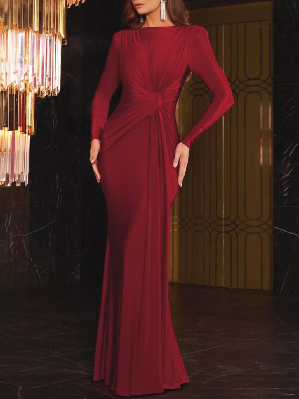Twisted Long Sleeve Maxi Dress