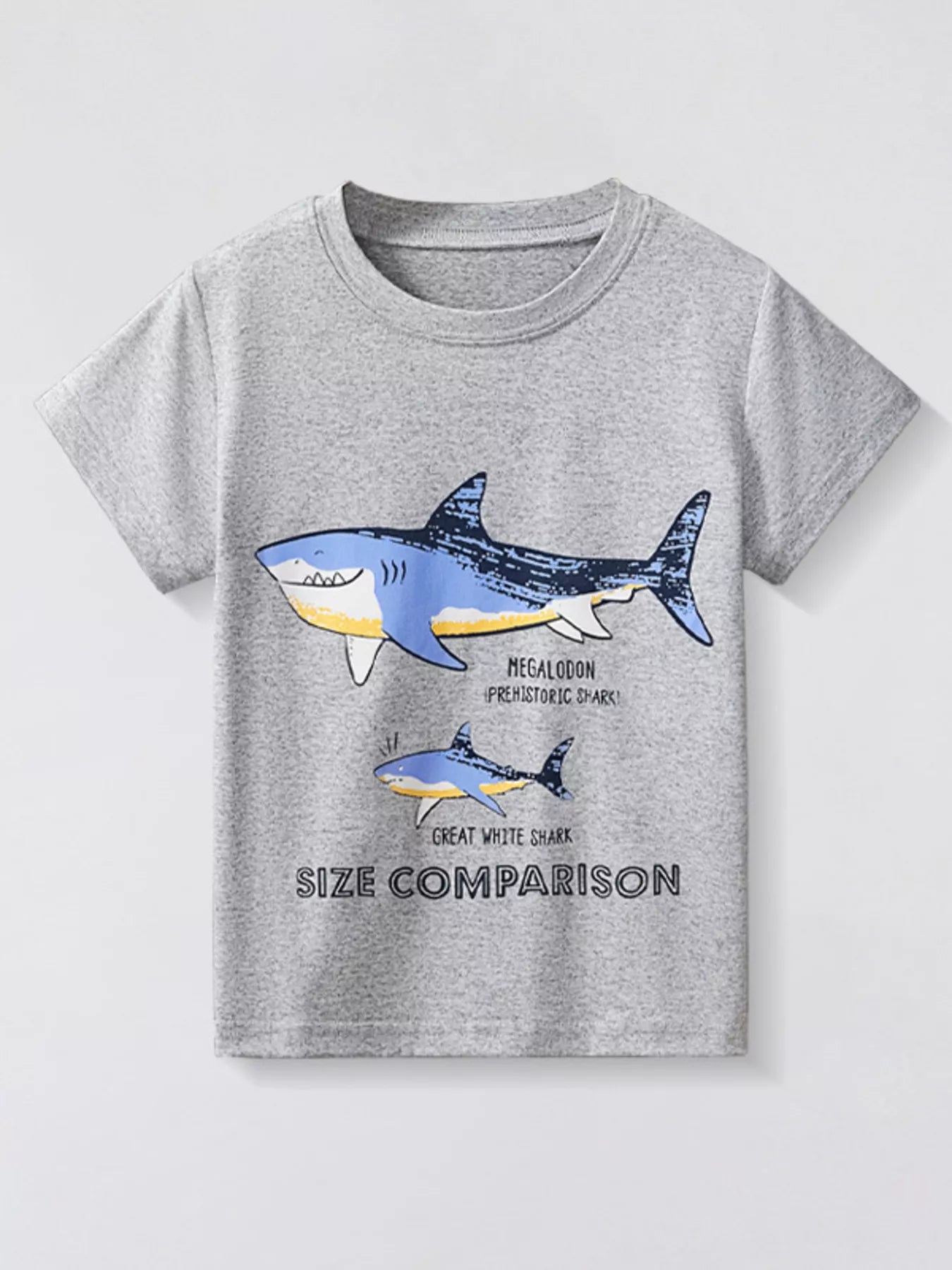 Children's Shark Size Comparison Graphic T-Shirt