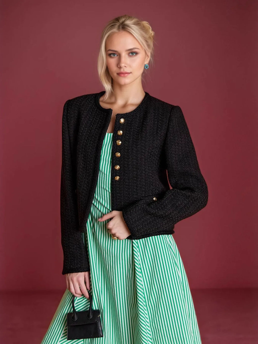 Button Up Long Sleeve Textured Outerwear