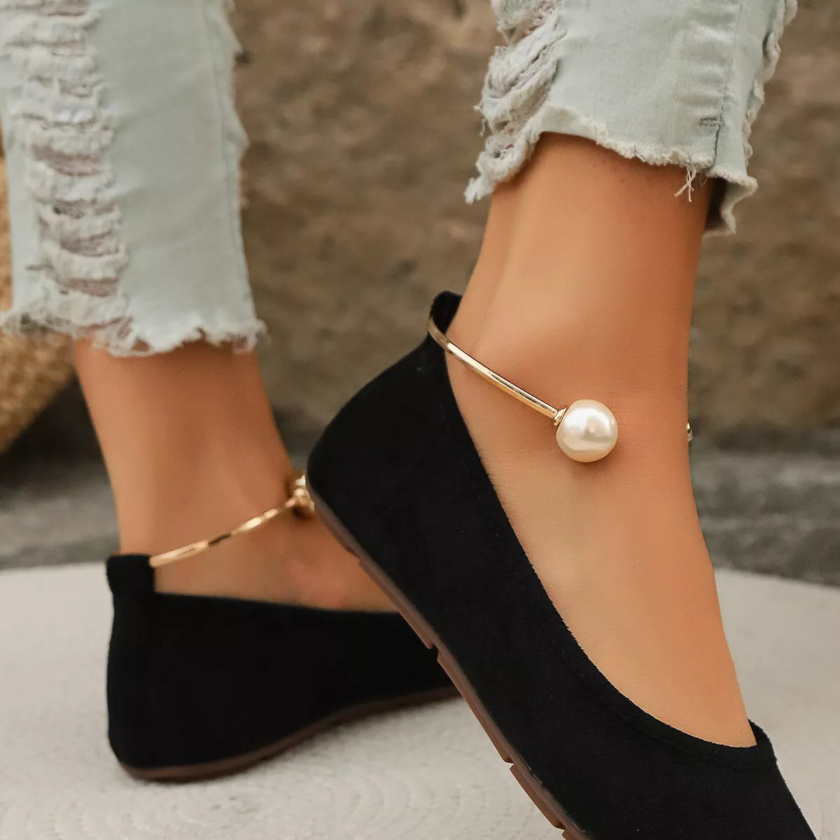 Pearl Ankle Strap Slip-Ons