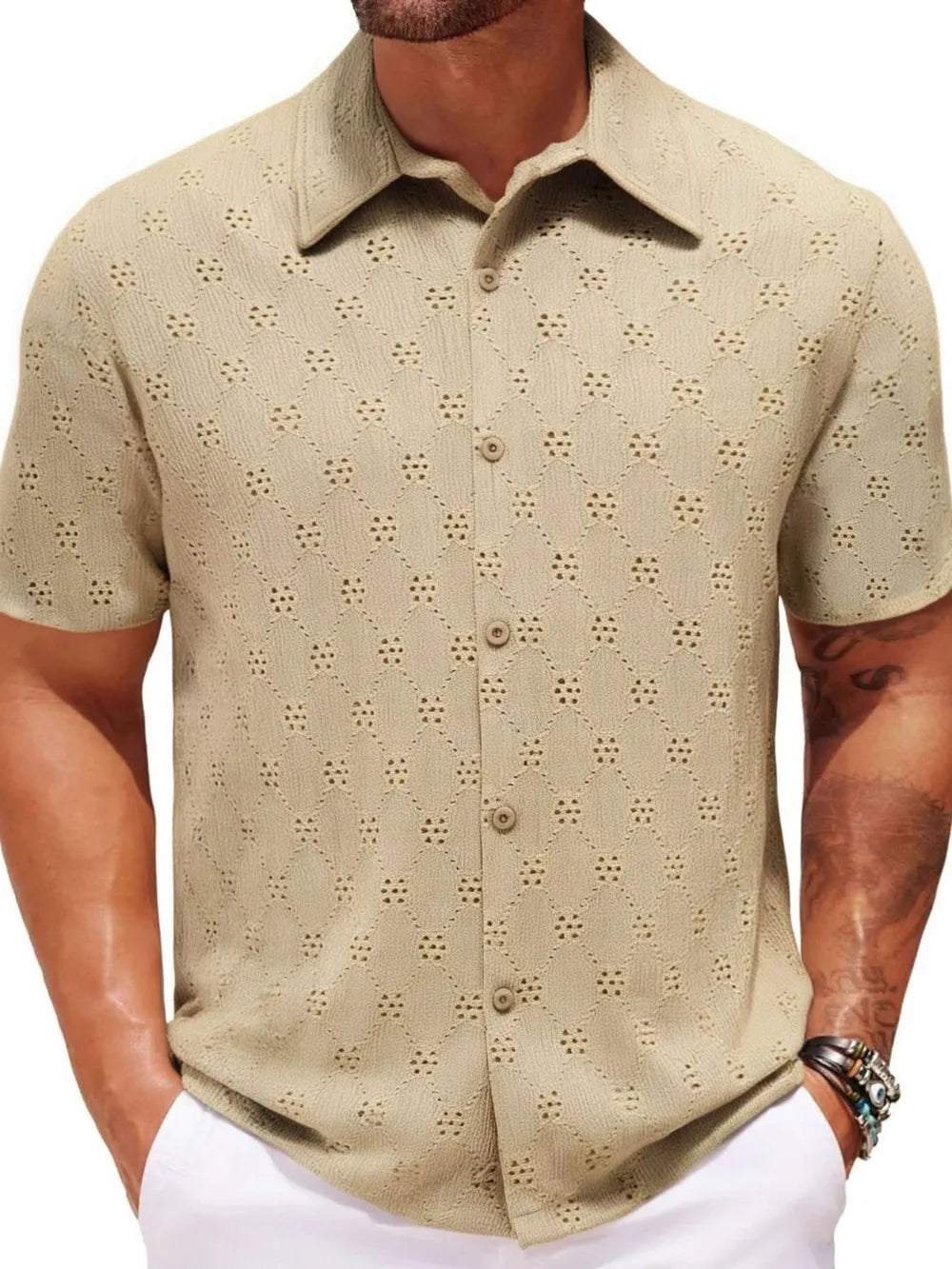 Men's Plus Size Button Down Short Sleeve Shirt