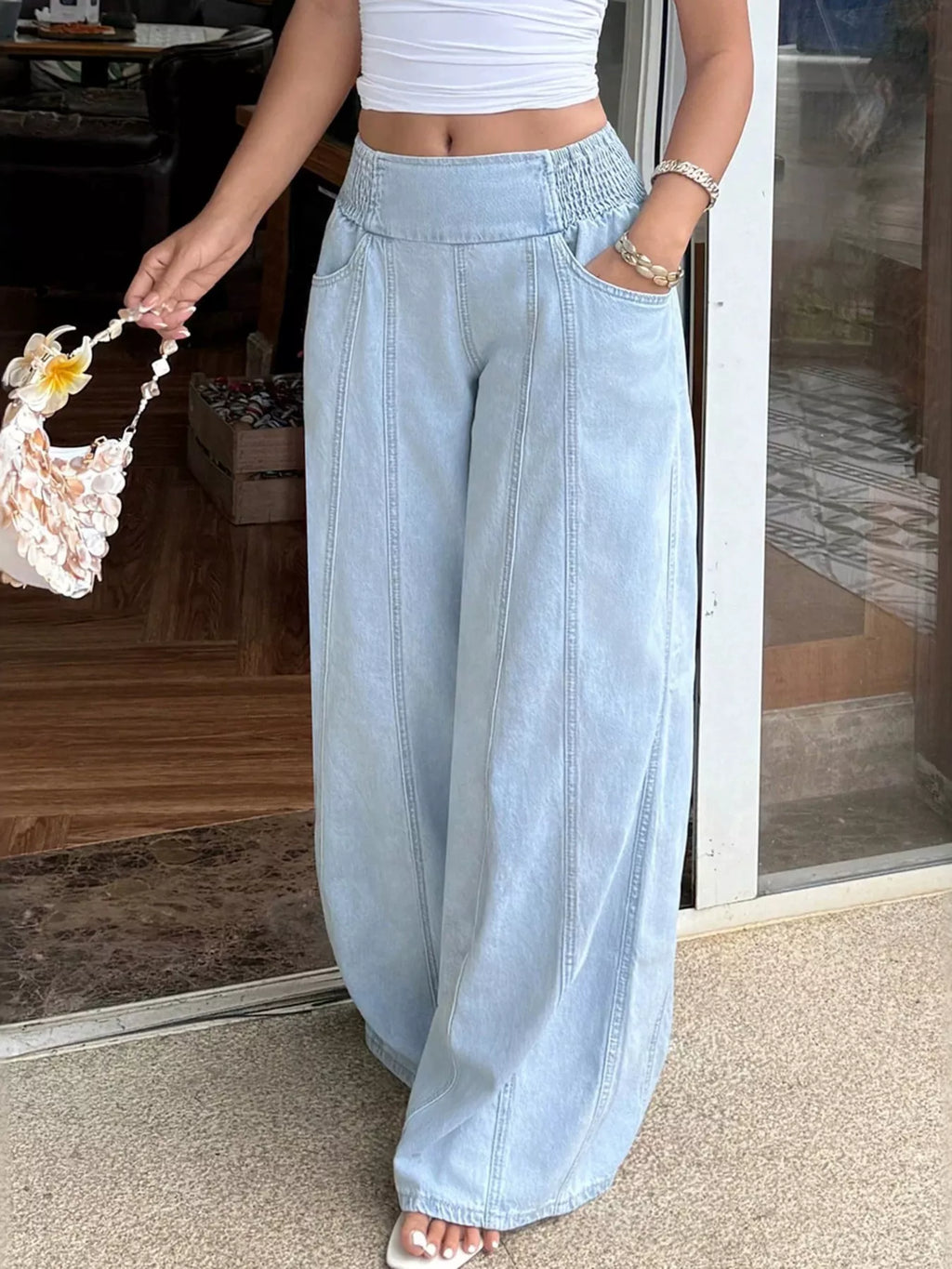 Washed Wide Leg Jeans