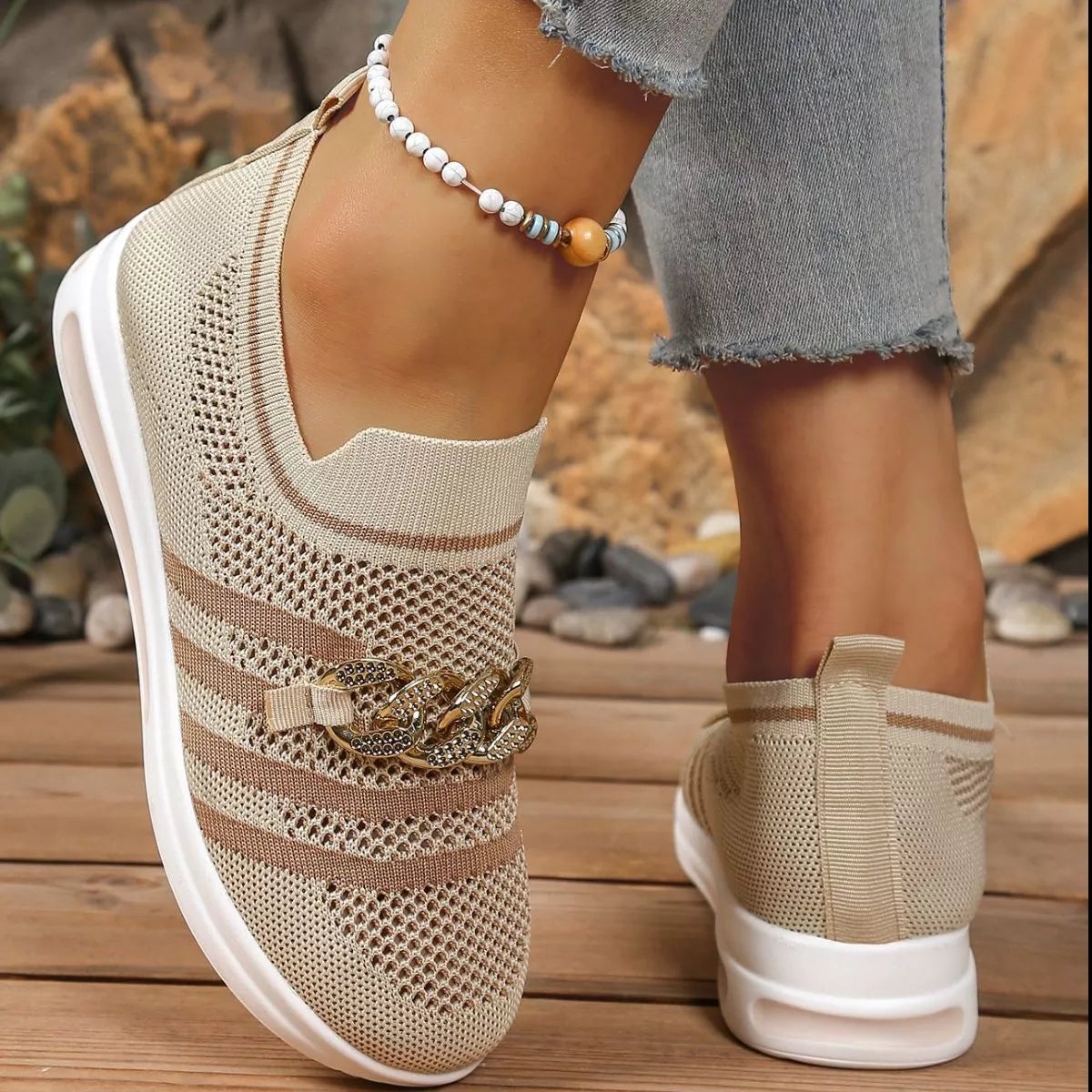 Round Toe Mesh Slip-Ons