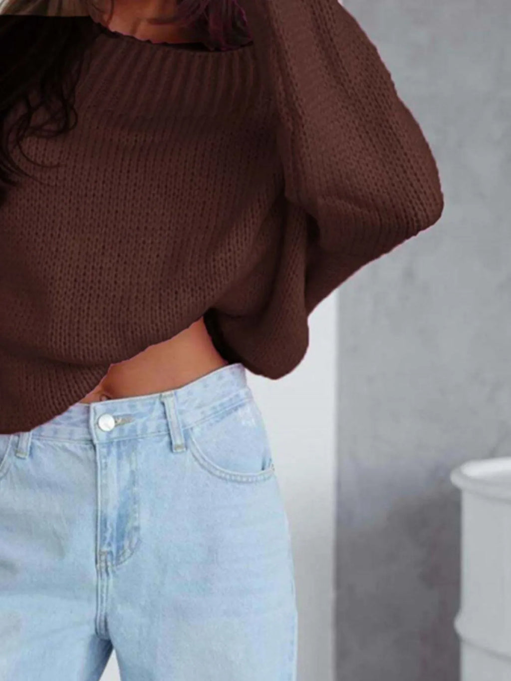 Boat Neck Drop Shoulder Sweater