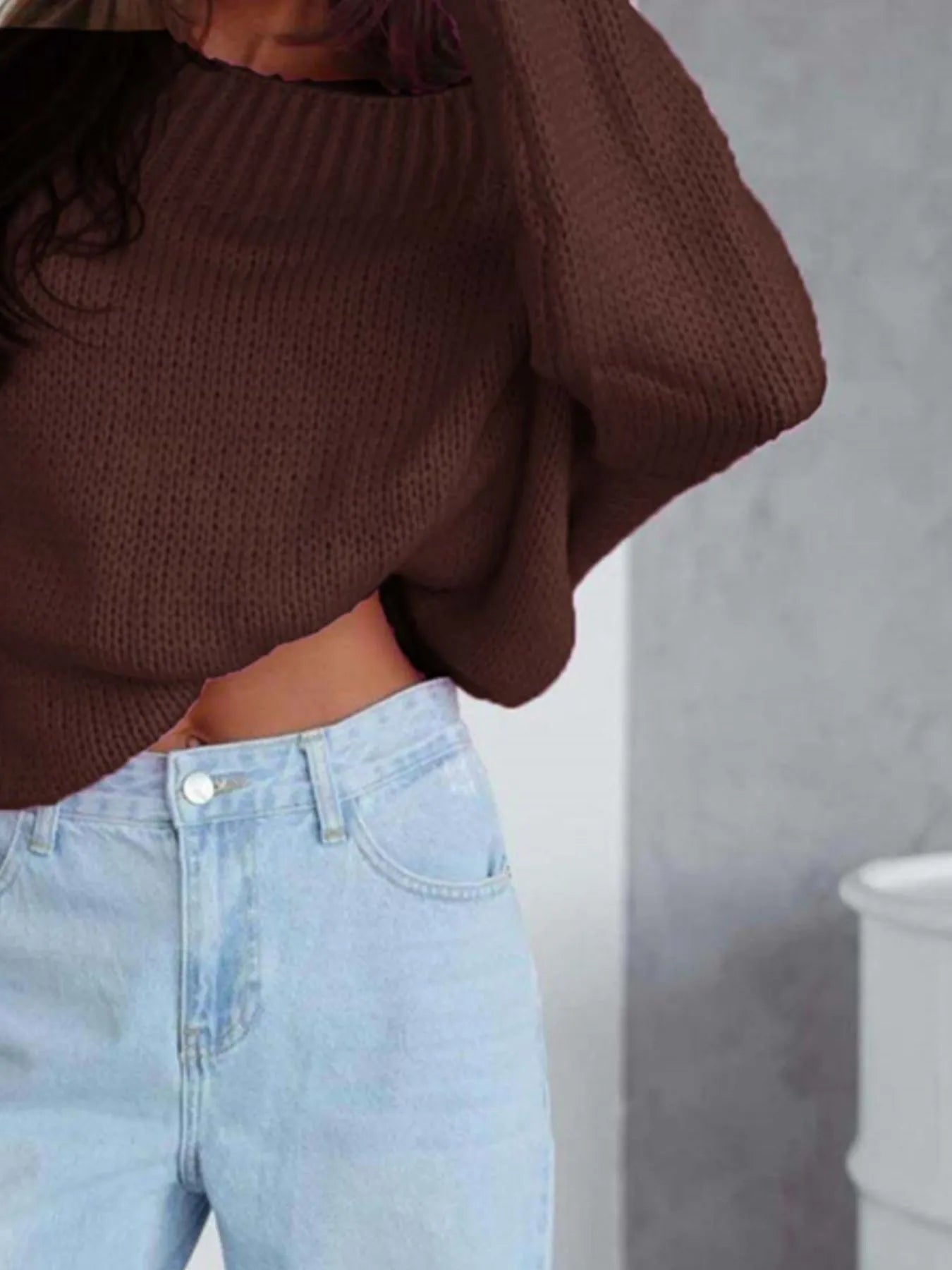 Boat Neck Drop Shoulder Sweater