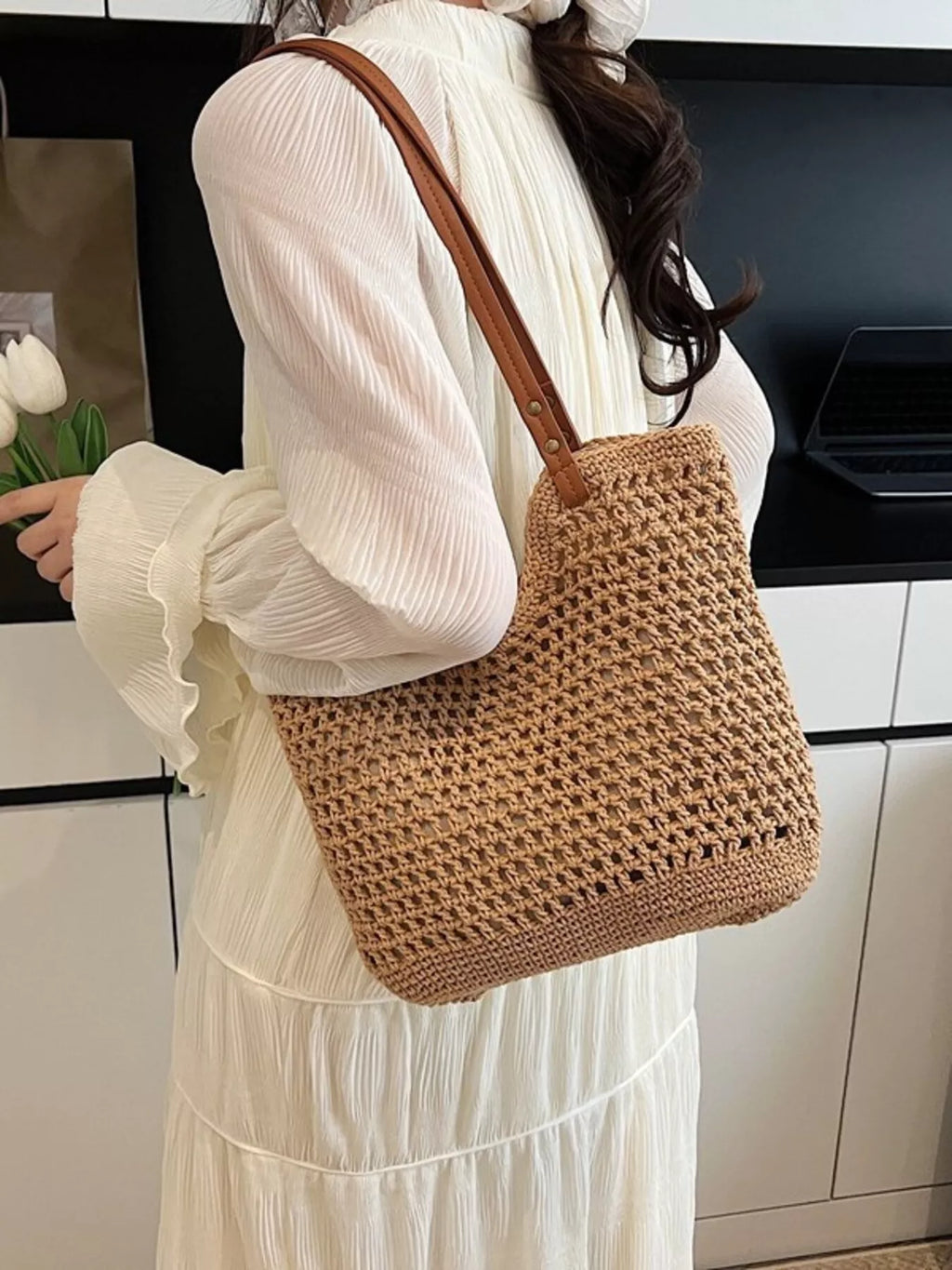 Woven Straw Shoulder Bag