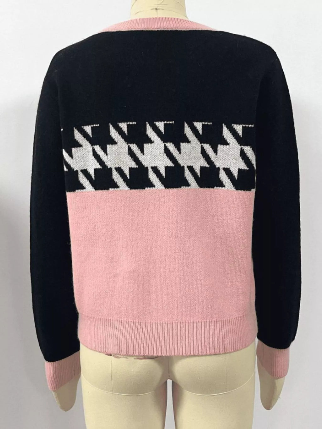 Color Block Houndstooth Sweater