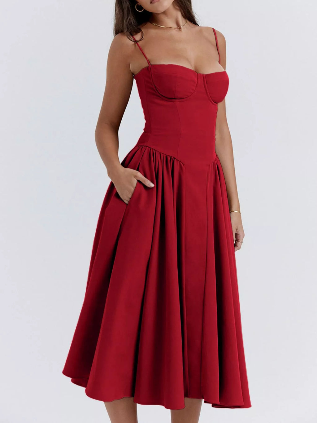 Sweetheart Neck Midi Cami Dress