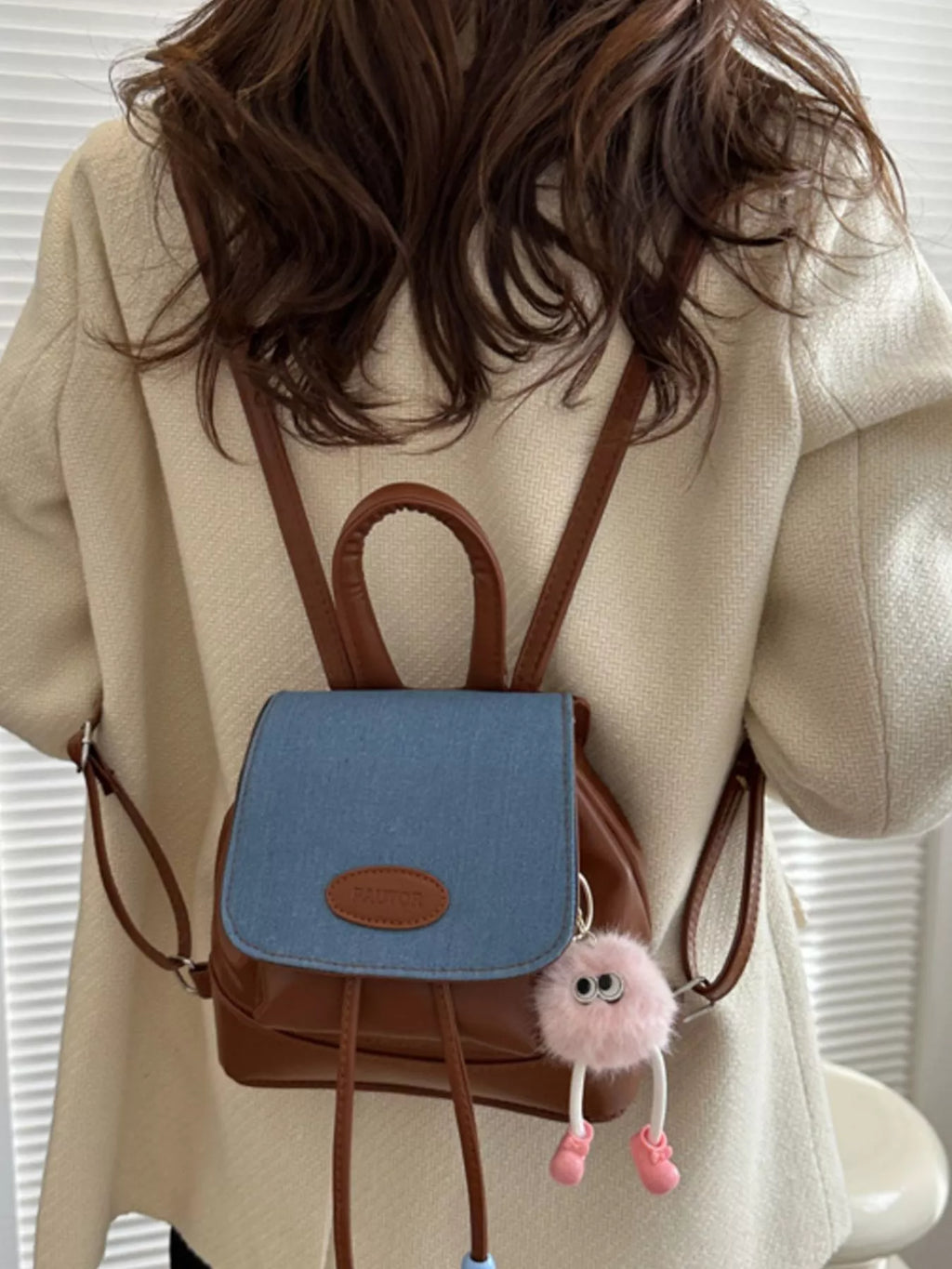 Mini Leather Drawstring Backpack Bag