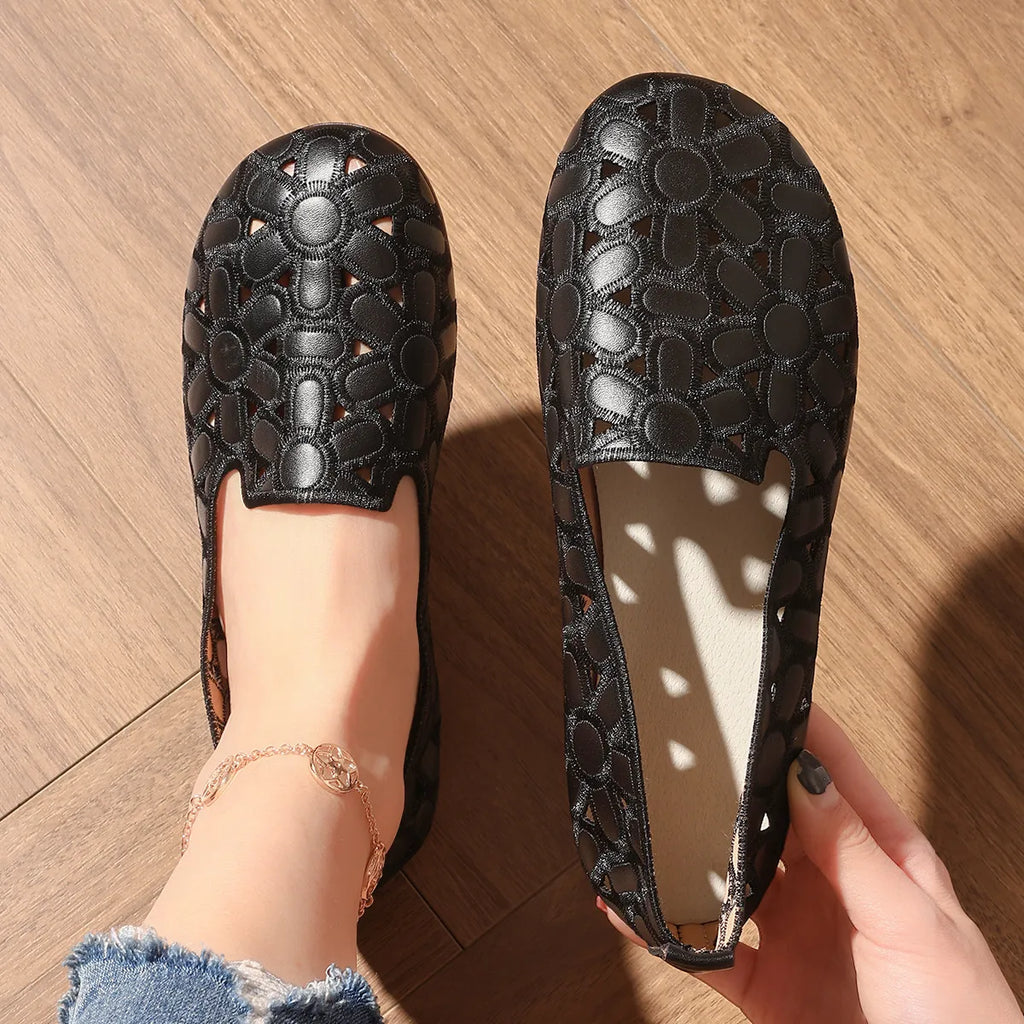 Cutout Round Toe Slip-Ons