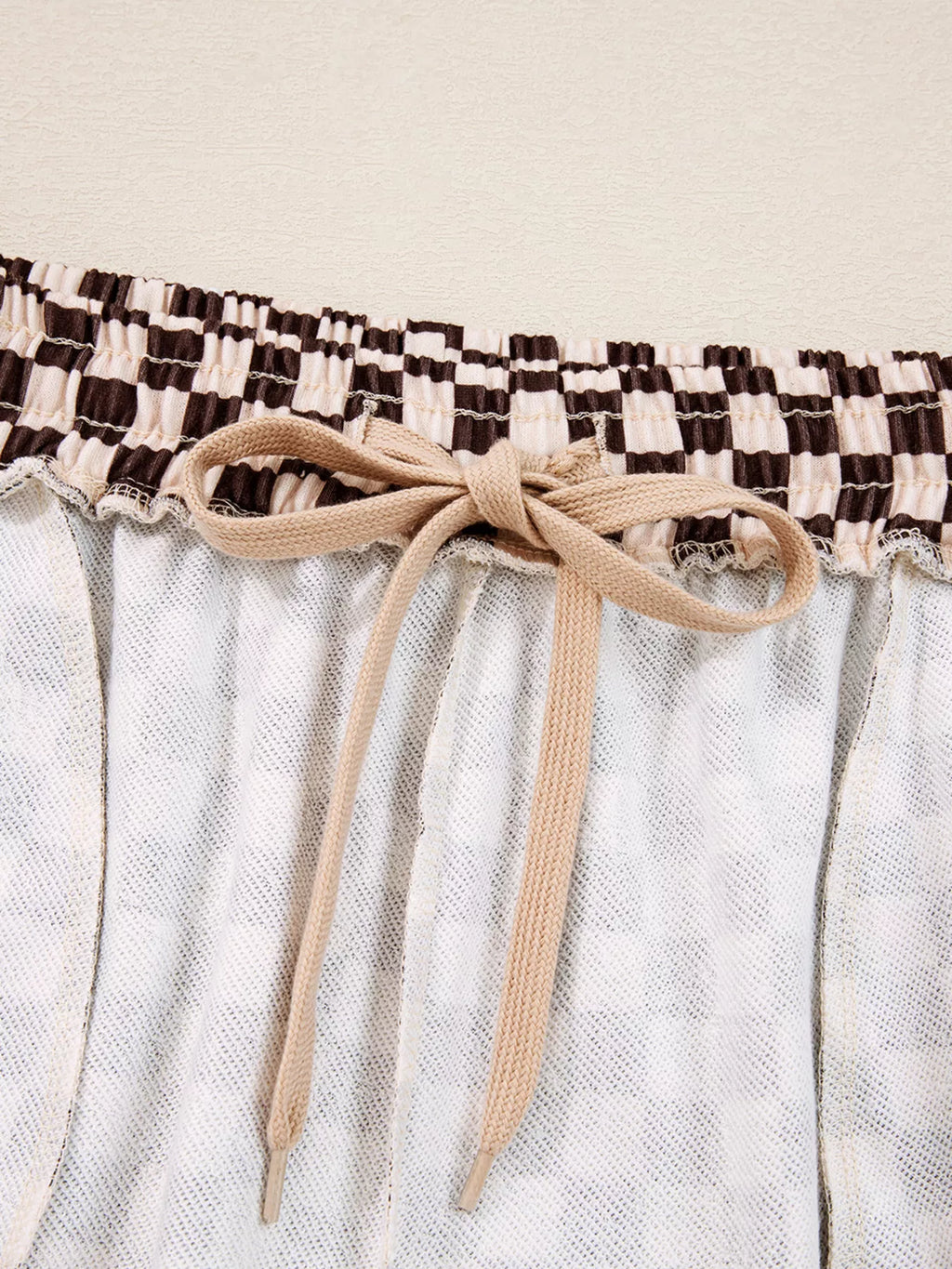 Checkered Drawstring Hoodie and Pants Set