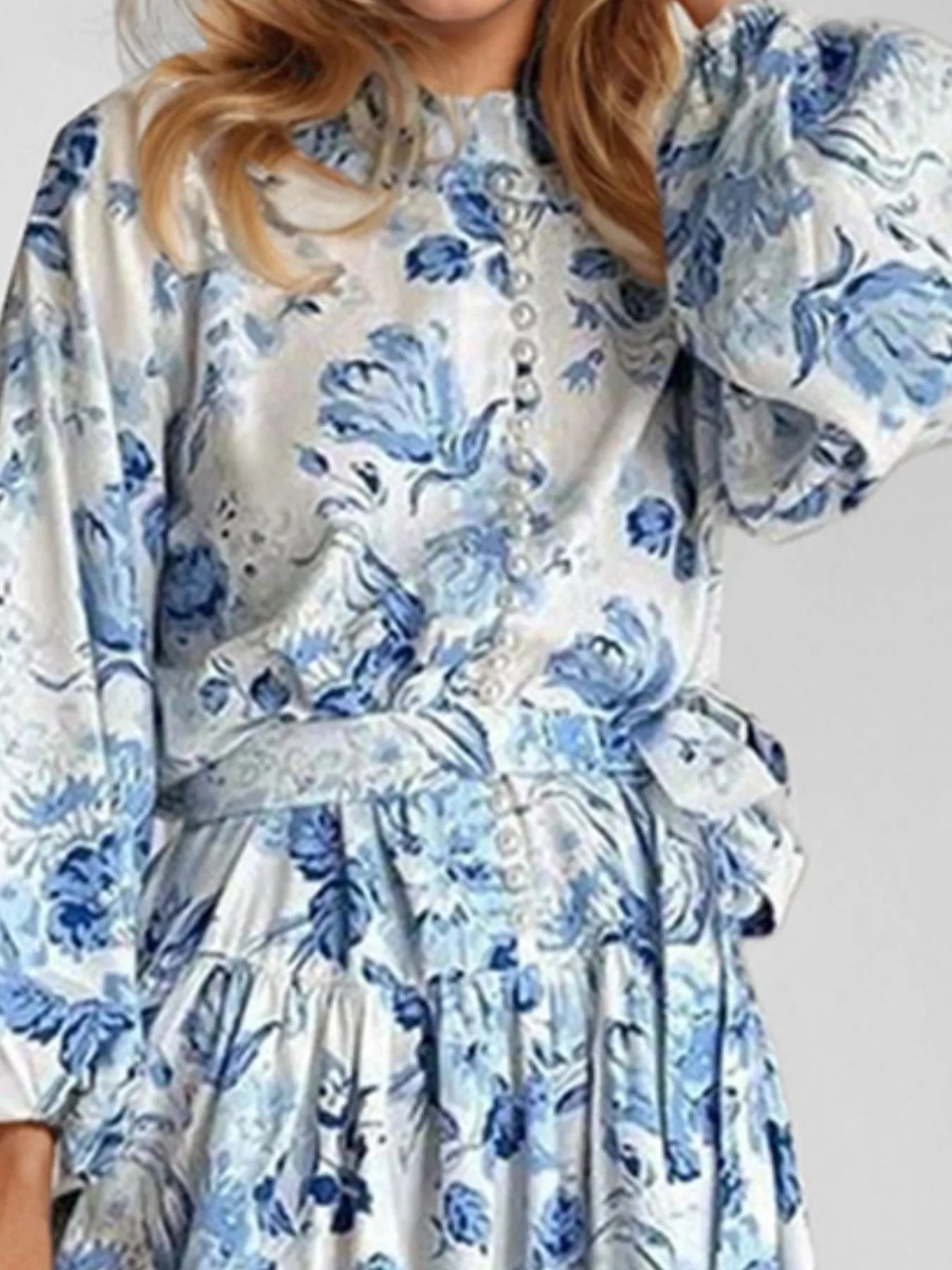 Full Size Floral Print Tie Waist Mini Dress Plus Size