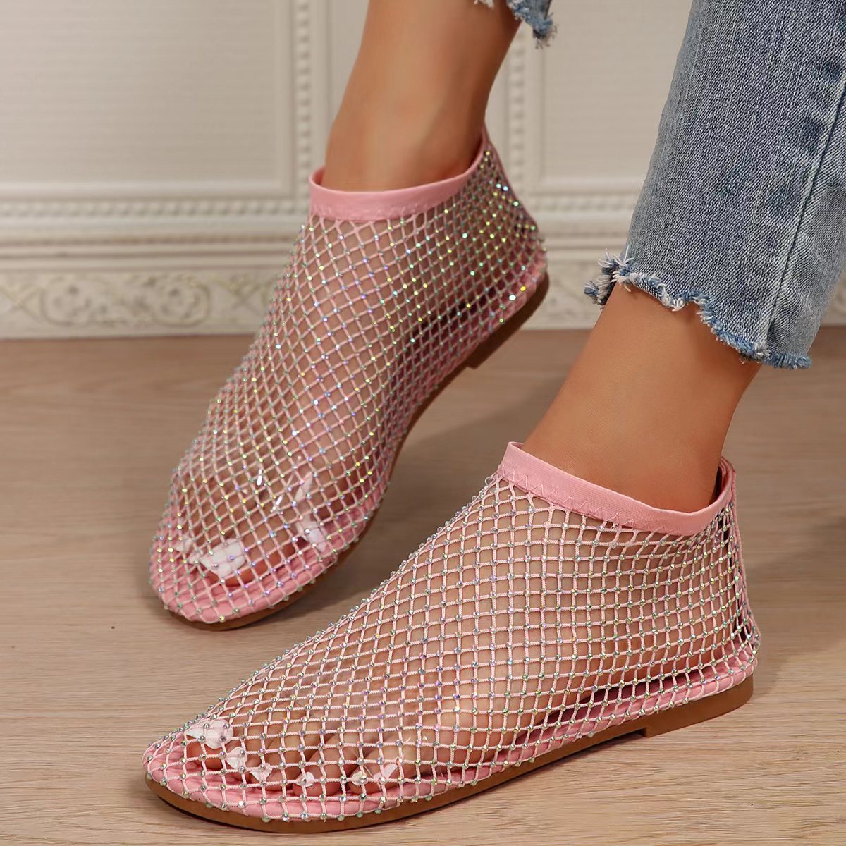 Rhinestone Round Toe Sandals
