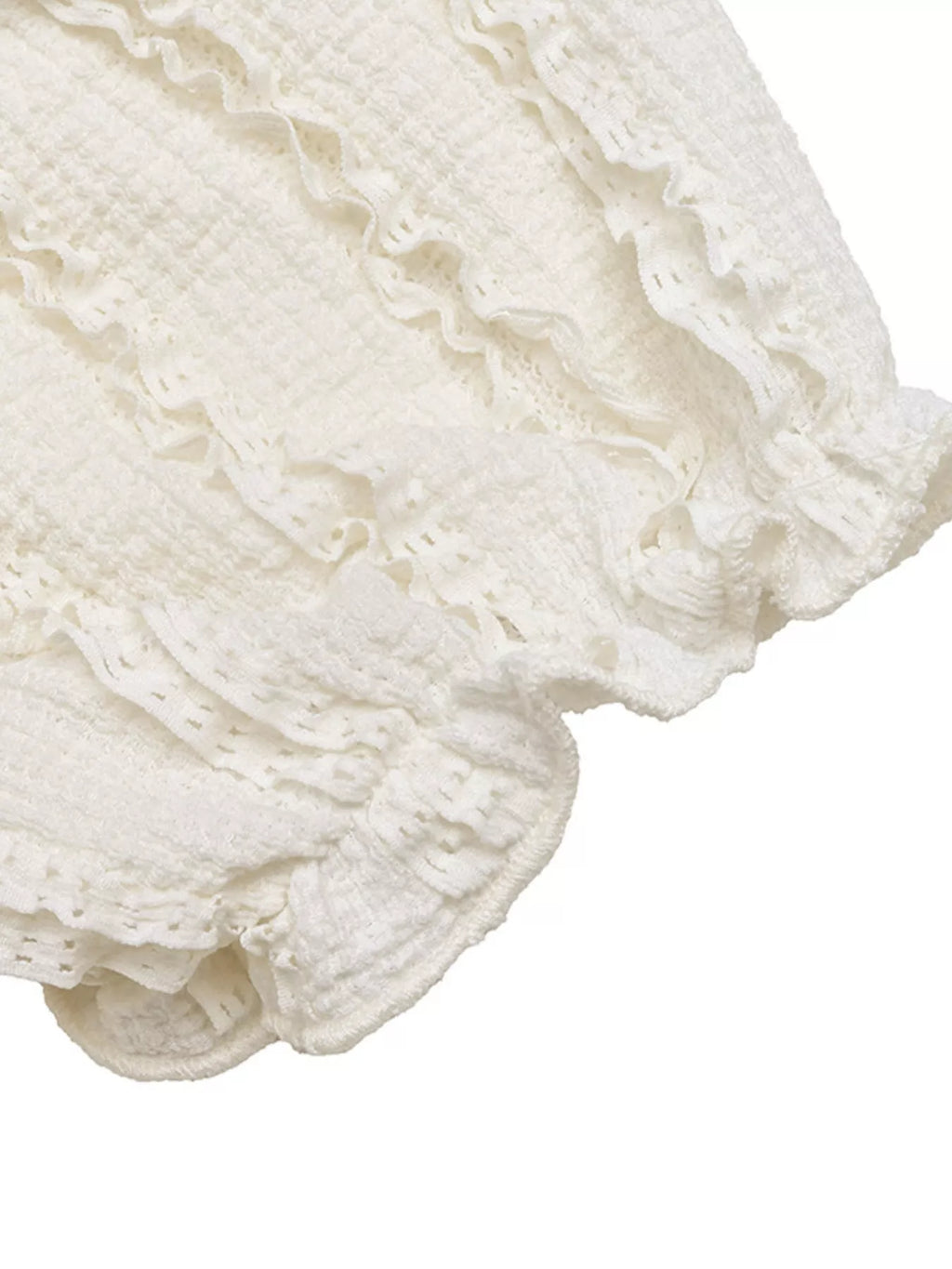 Textured Sweetheart Neck Puff Sleeve T-Shirt