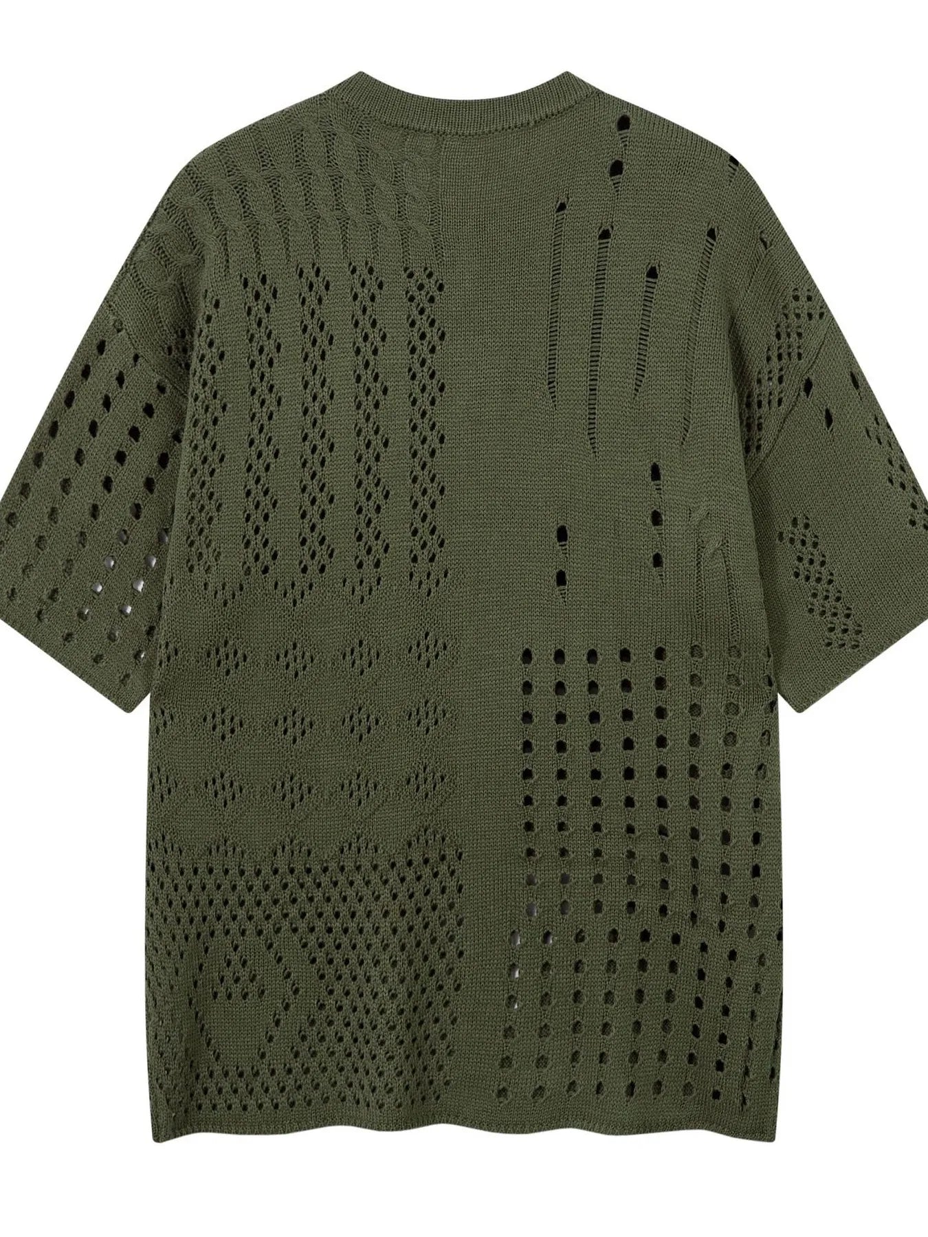 Men's Openwork Button Detail Knit Henley T-Shirt