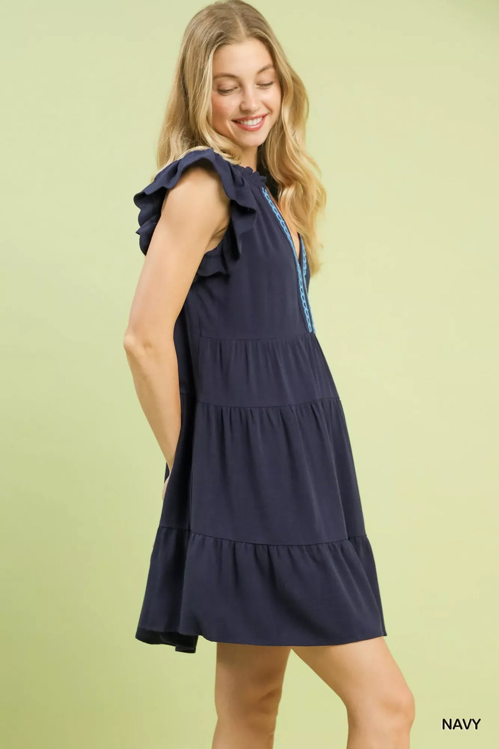 Umgee Linen Tiered Baby Doll Dress