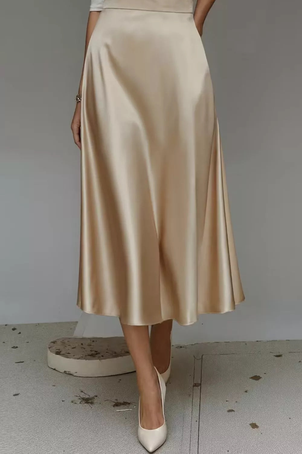 Satin A-Line Midi Skirt
