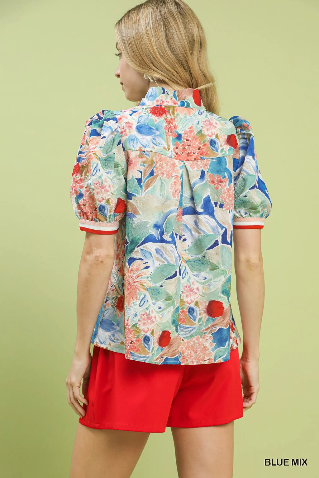 Umgee Jacquard Bloomscape Print Top