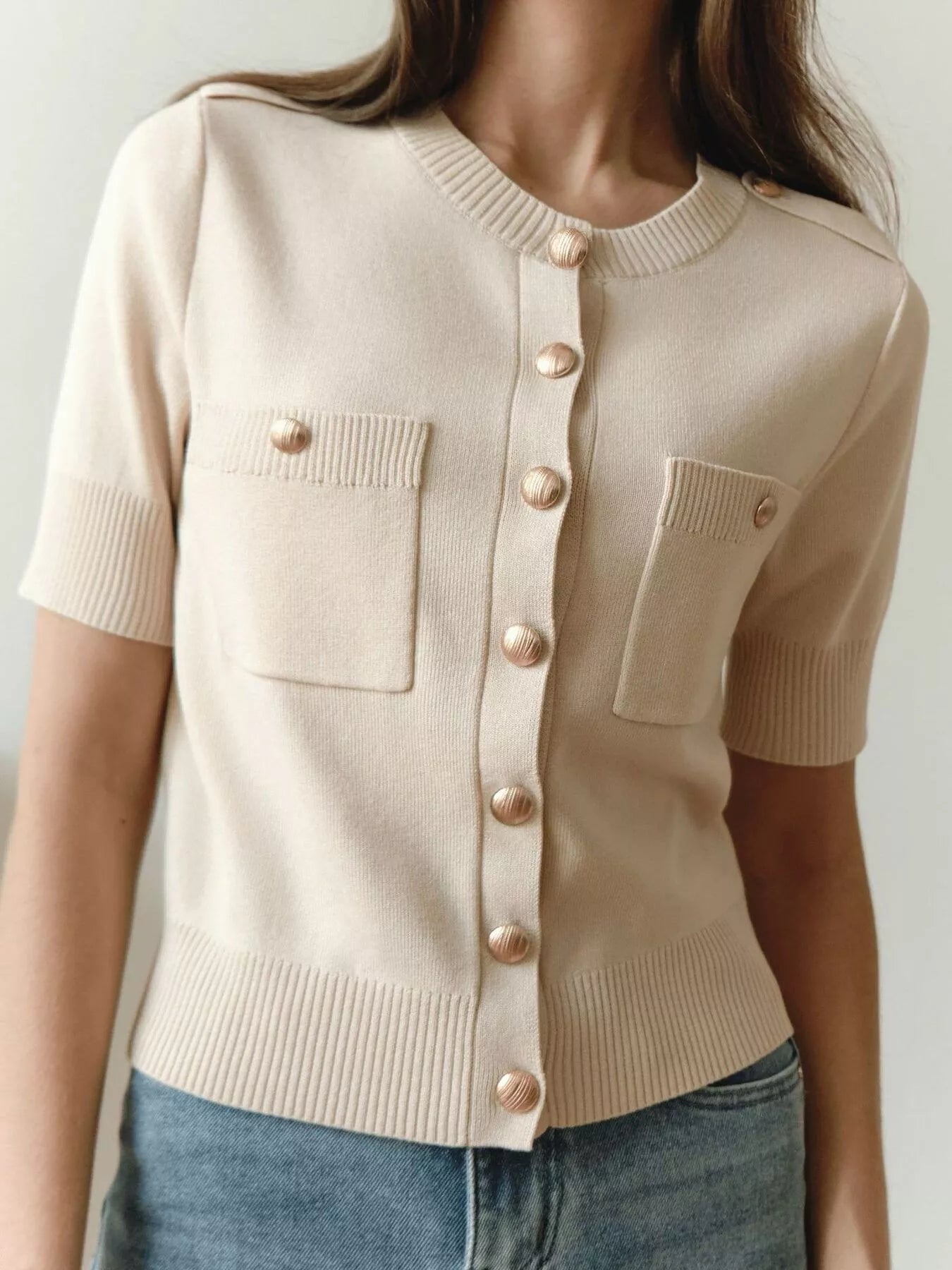 Button-Down Short Sleeve Cardigan
