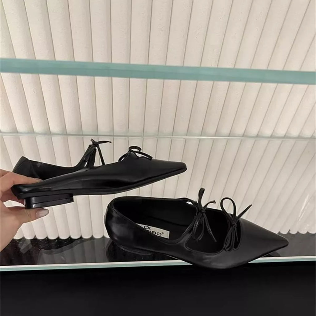 Bow Point Toe Block Heels Pumps
