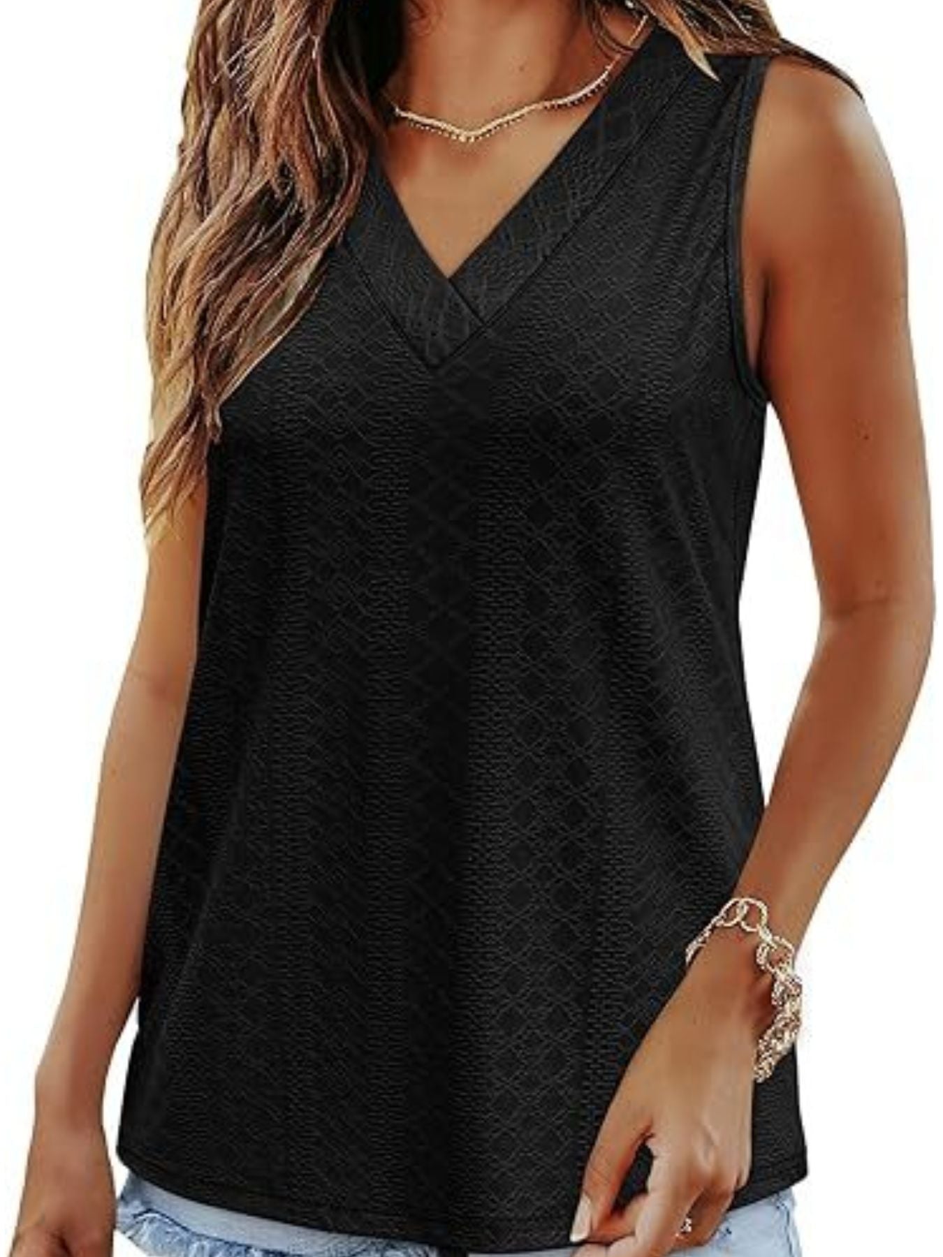Eyelet V-Neck Tank