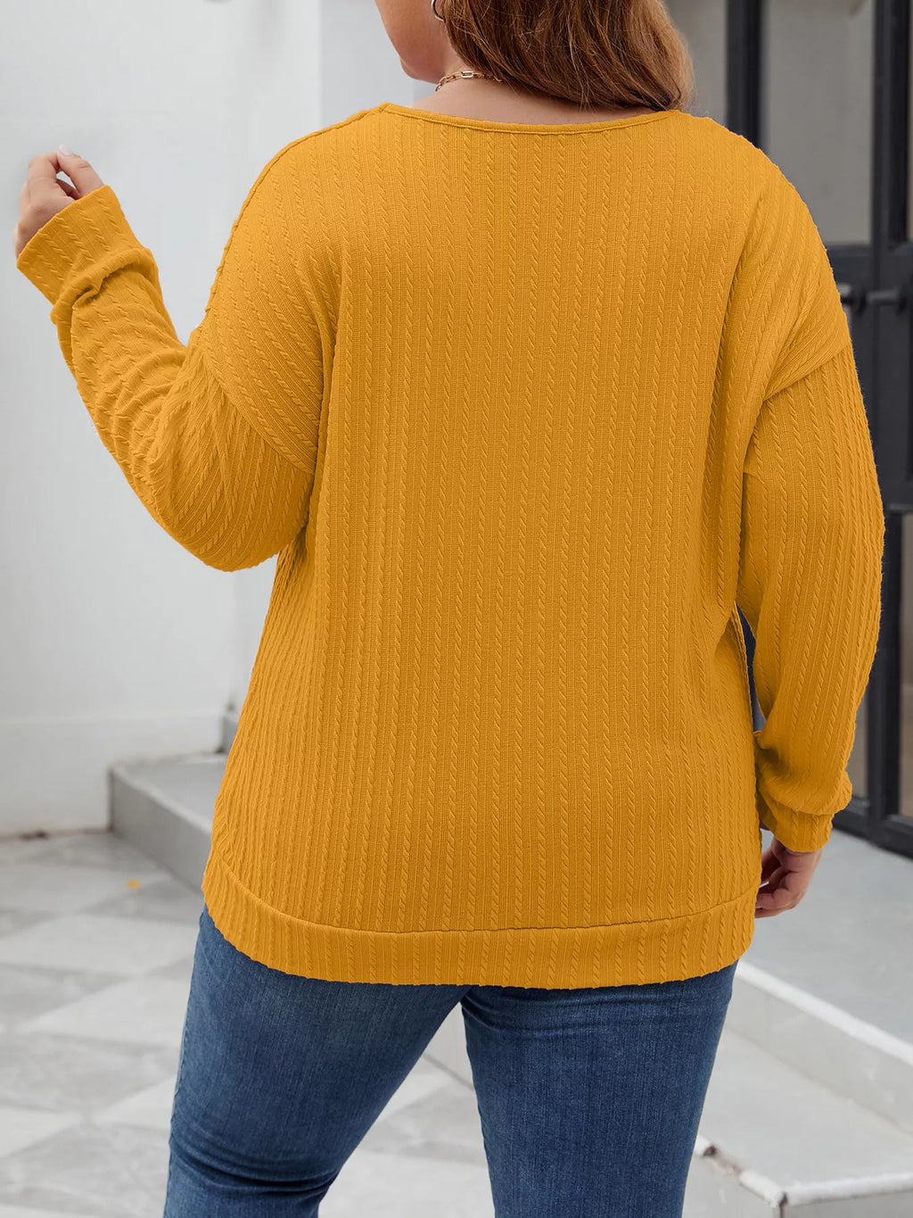 Plus Size V-Neck Dropped Shoulder Blouse