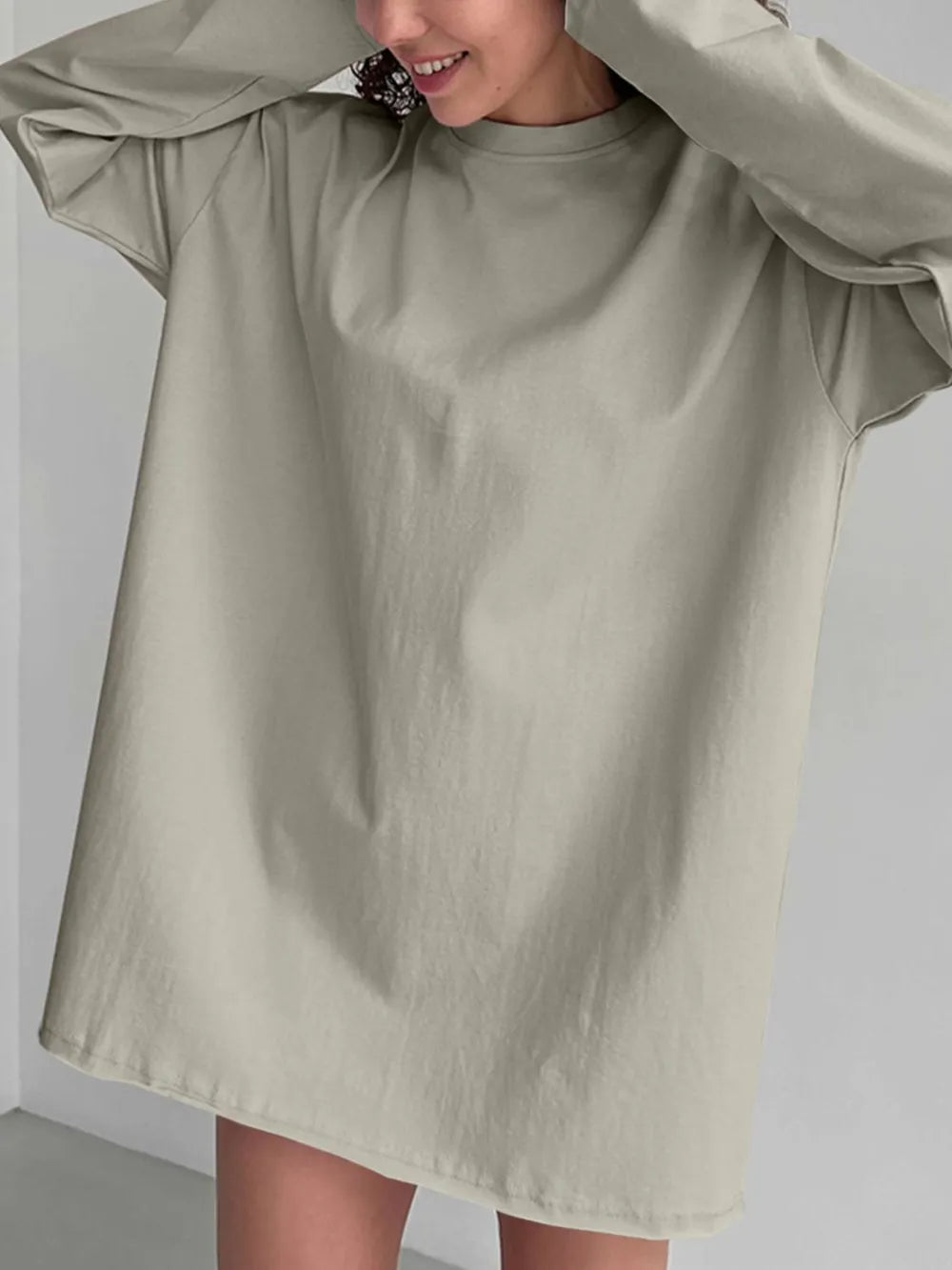 Round Neck Long Sleeve Oversized T-Shirt