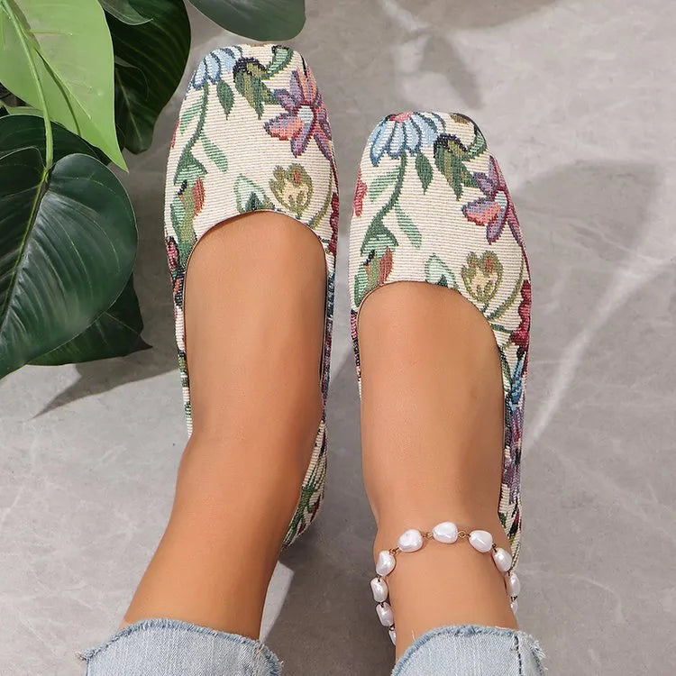 Floral Print Comfort Slip-Ons