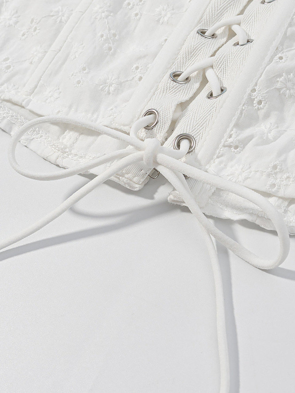 Lace Up Back Eyelet Ruffle Trim Tank