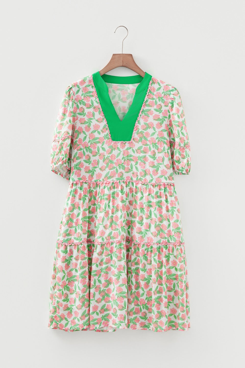 Floral Print Tiered Mini Dress