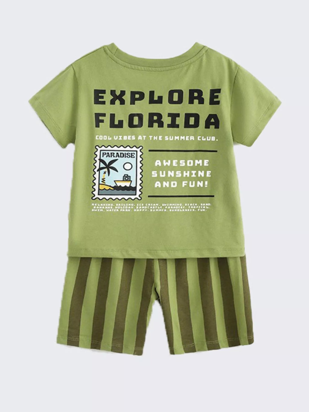Children's Stamp Graphic Tee & Striped Shorts Set