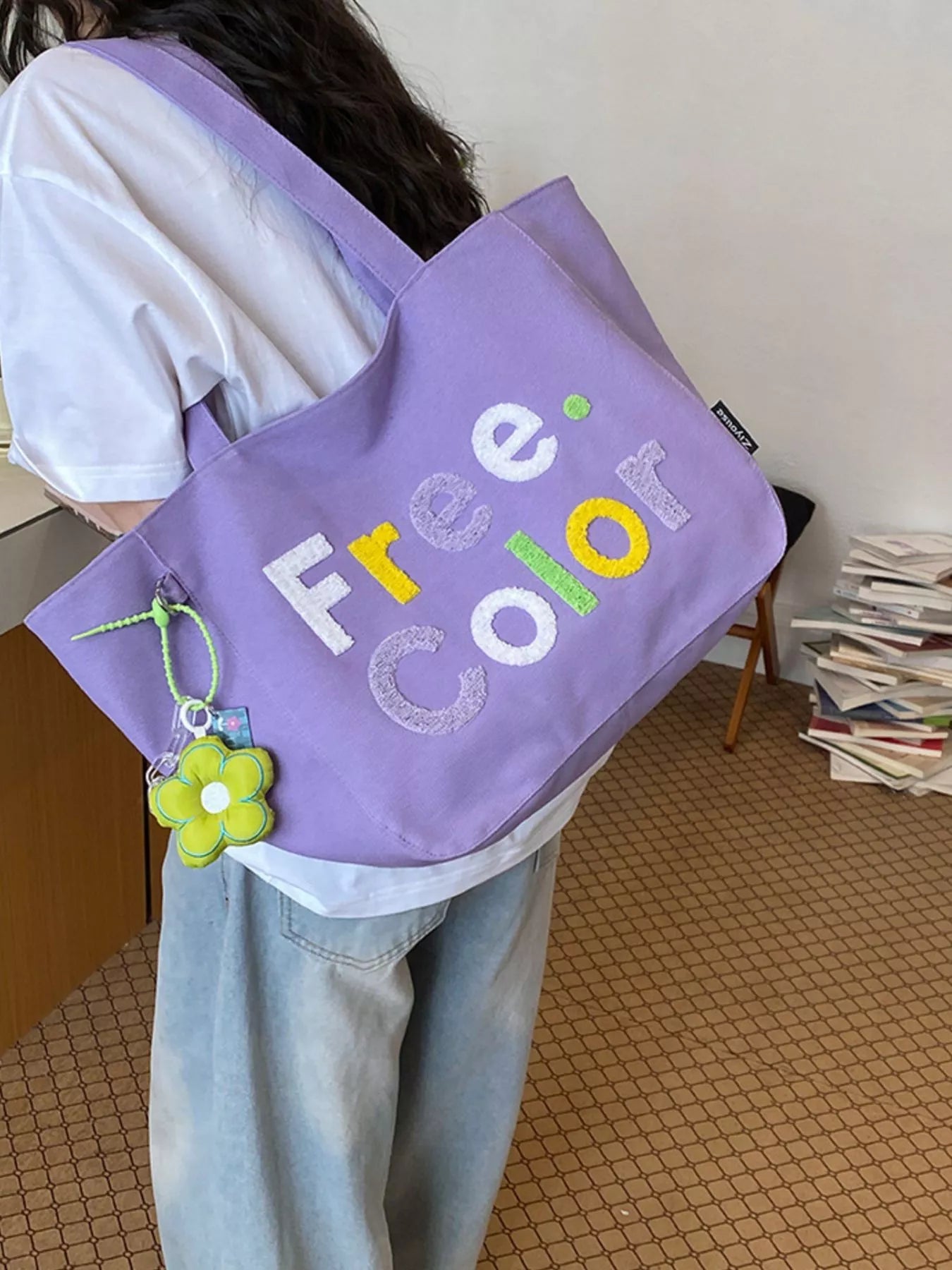 Letter Canvas Shoulder Bag