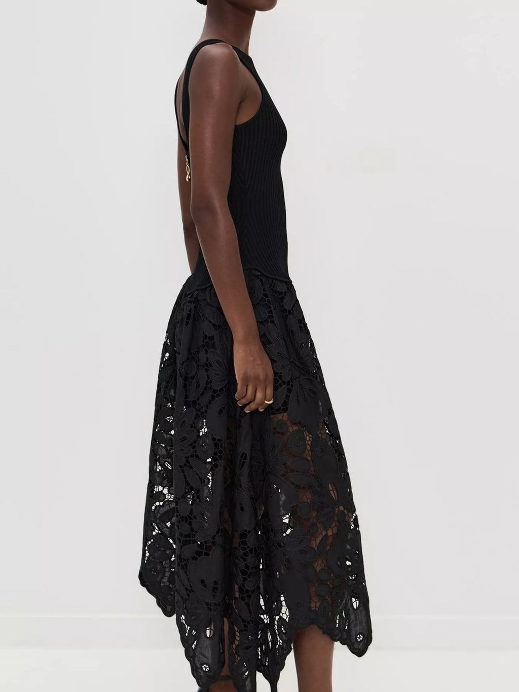 Sleeveless Ribbed Crochet Midi Dress