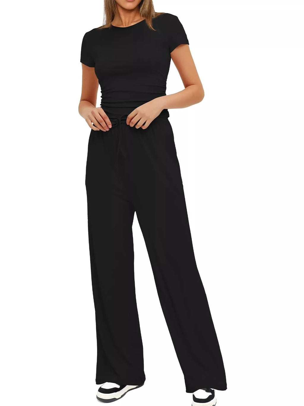 Short Sleeve Top and Drawstring Pants Set